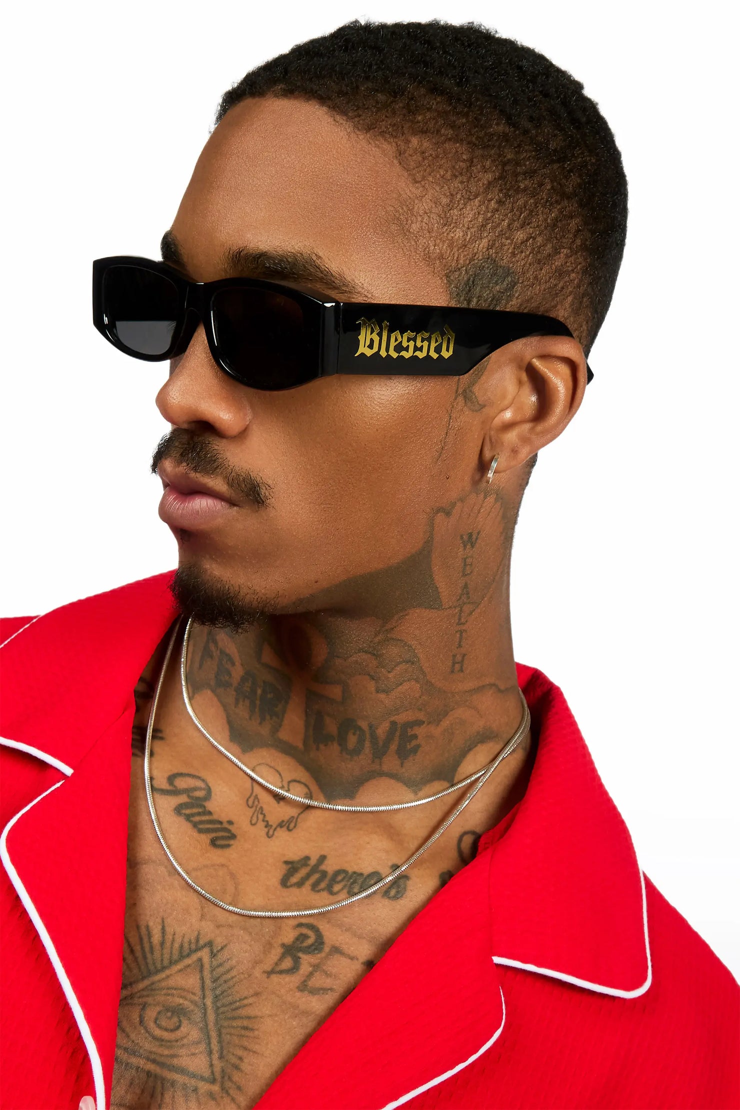 Blessed Black/Gold Square Rectangle Sunglass