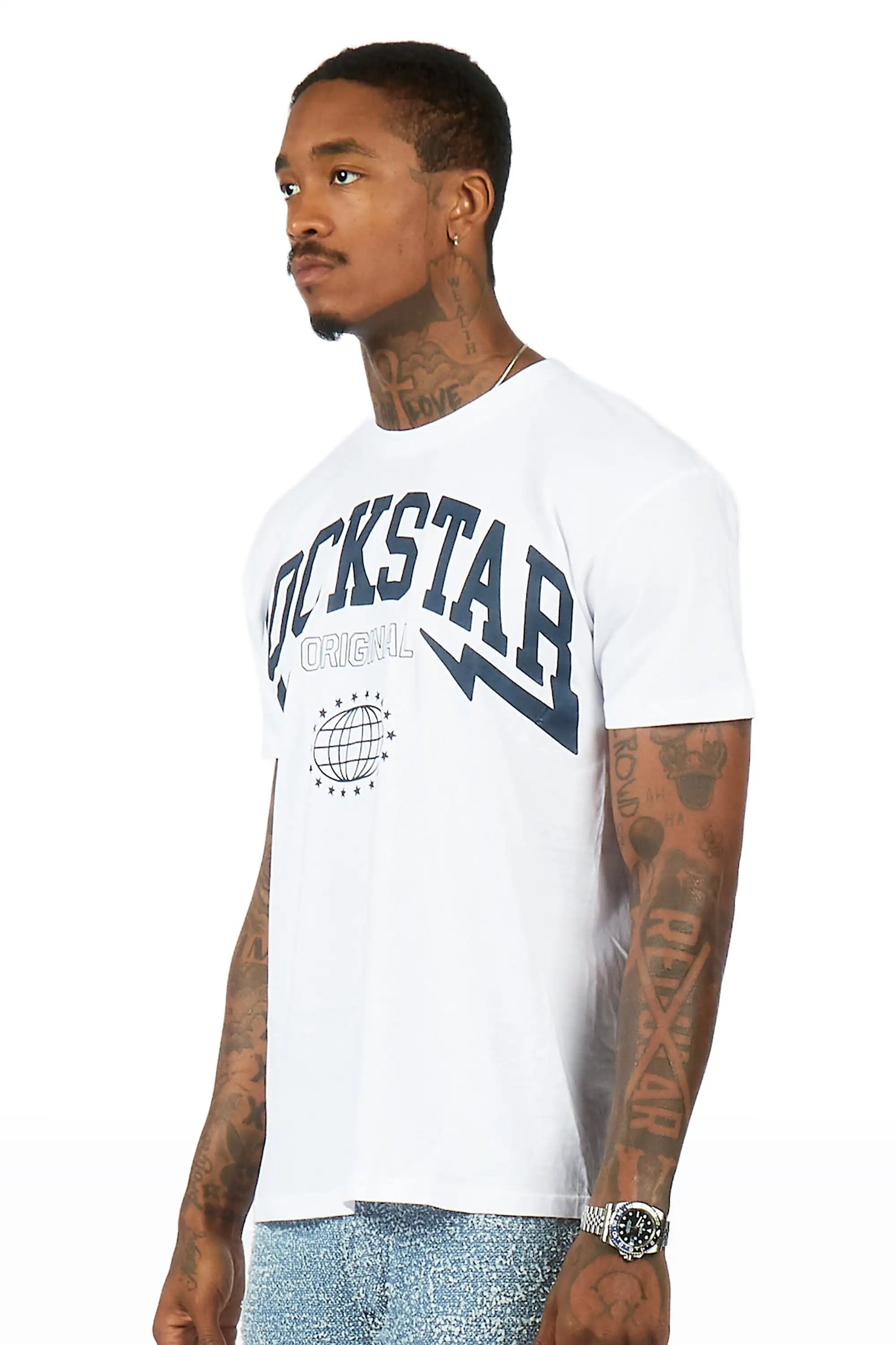 Stori White/ Navy Graphic T-Shirt