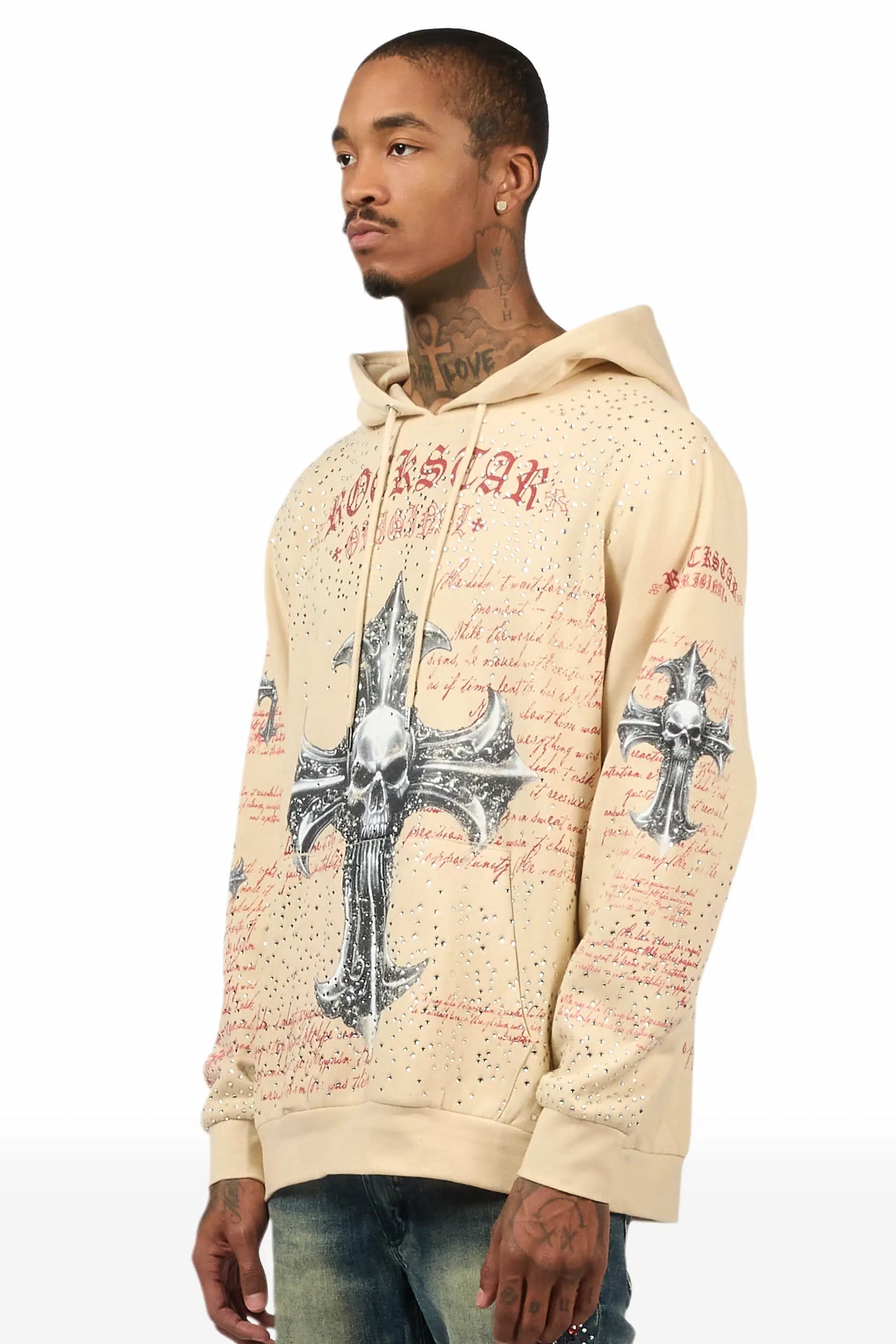 Bowman Beige/Multi Rhinestone Hoodie