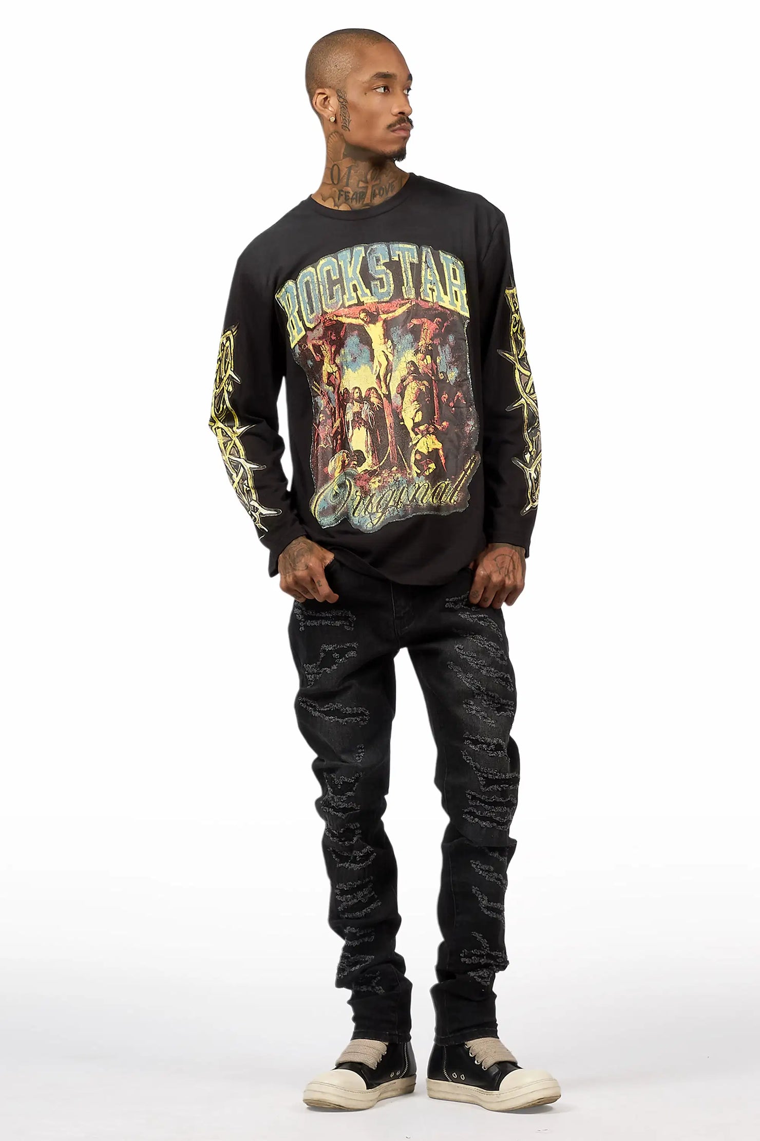 Waller Black Long Sleeve & Jeremiah Black Wash Skinny Fit Jean Bundle