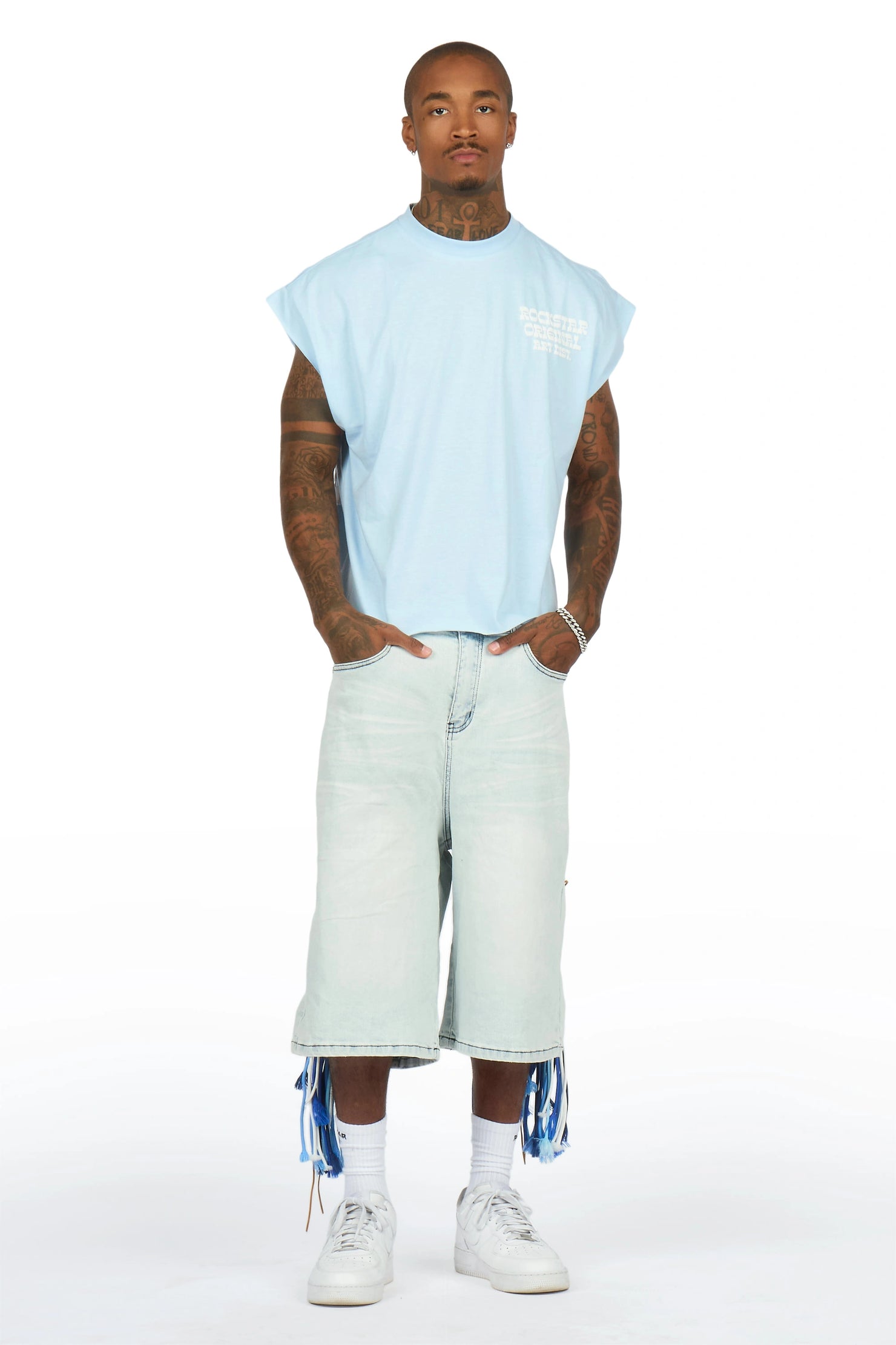 Plot Baby Blue Cut Sleeve Tee