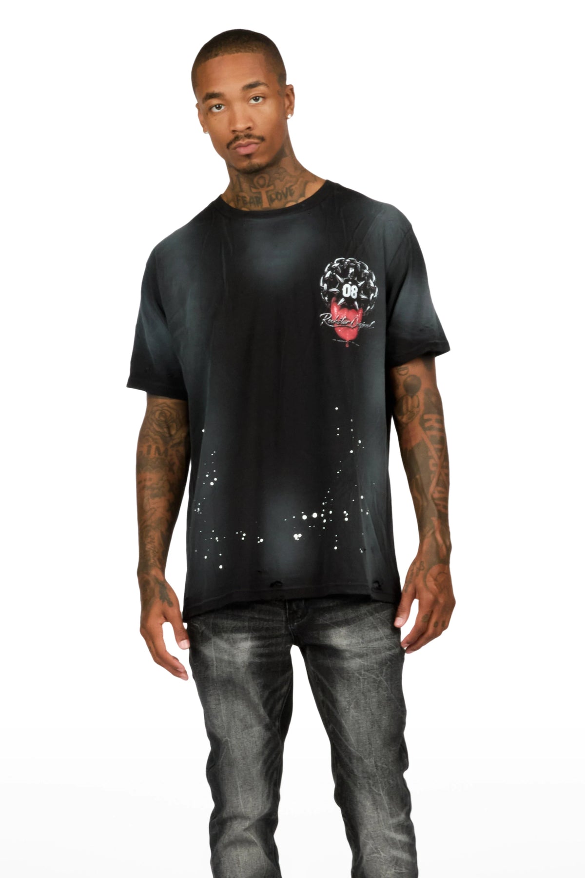Chromiesl Black Oversized Graphic T-Shirt