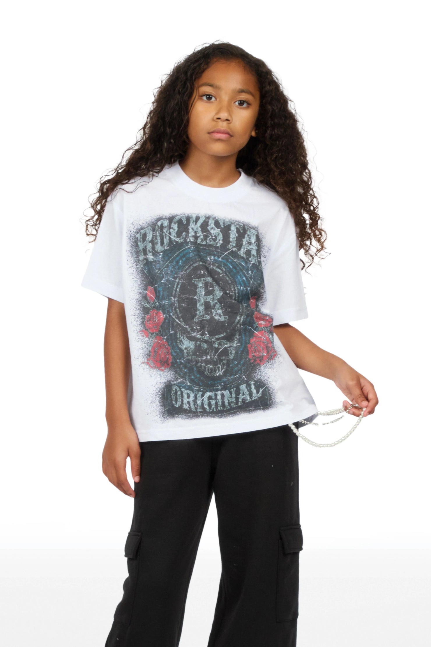 Girls Hendrya White Graphic T-Shirt
