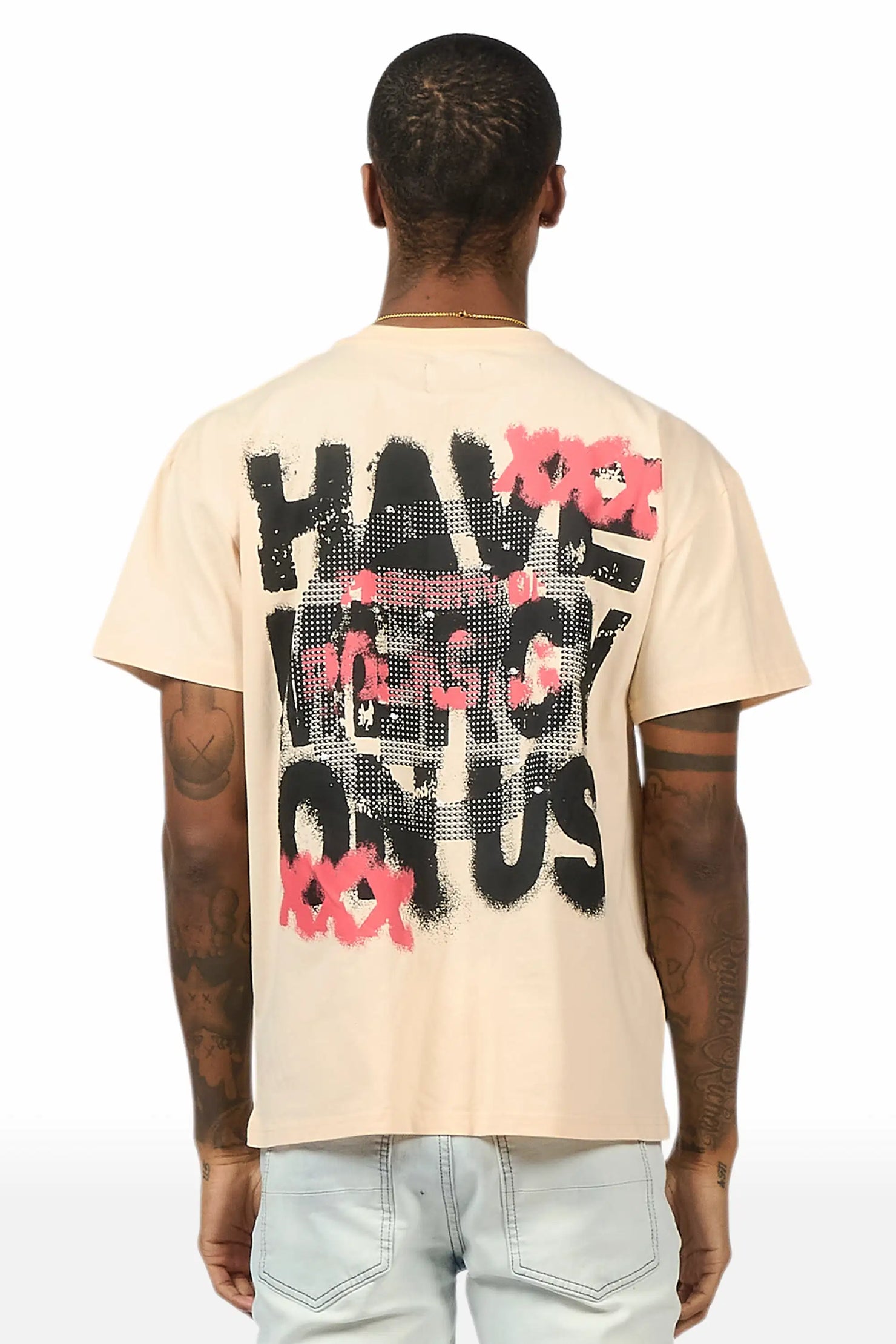 Kyo Beige Oversized Graphic T-Shirt