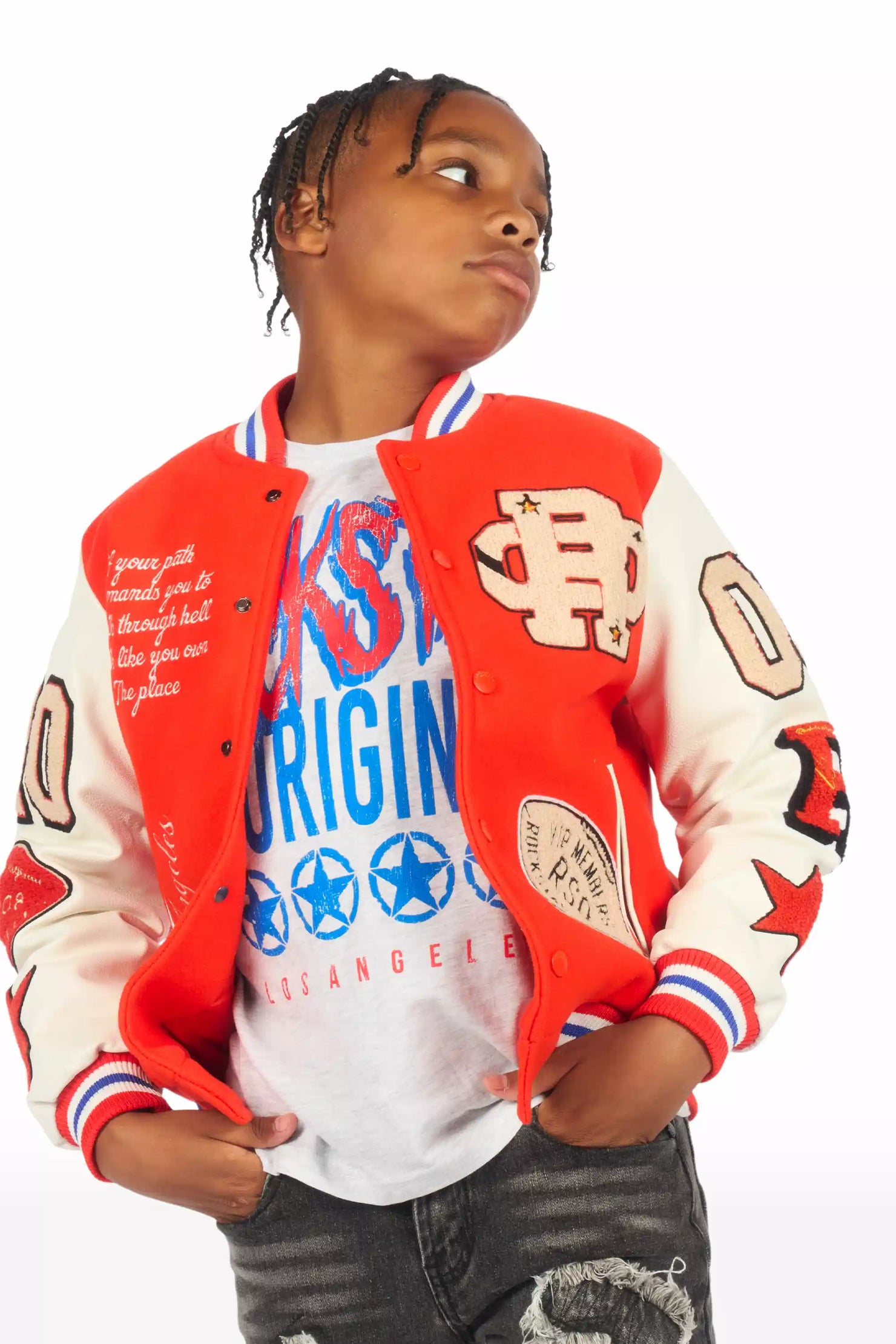 Boys Balser Orange Varsity Jacket