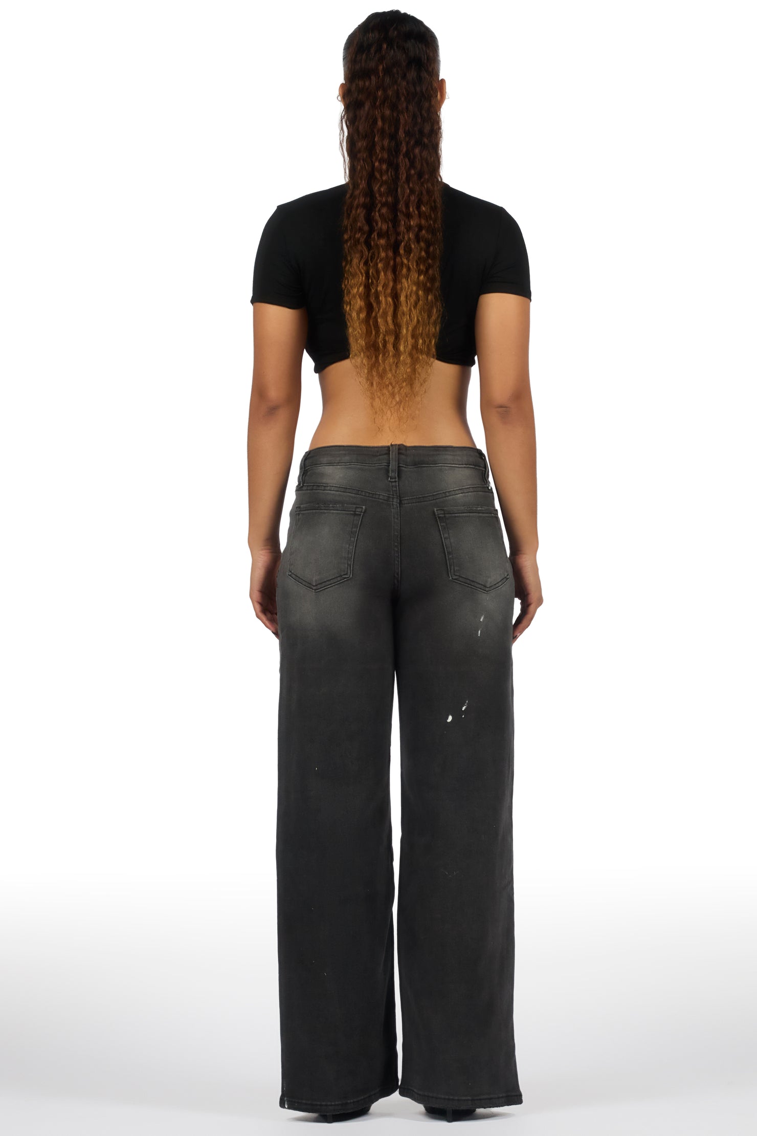 Demetria Black Painted Baggy Jean