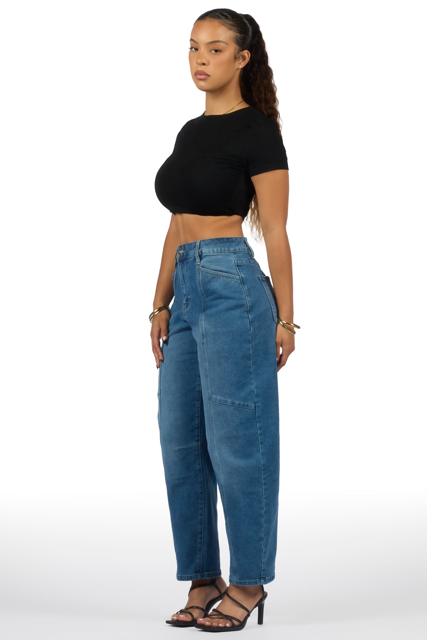 Shavila Med. Wash Seamed Barrel Baggy Jean