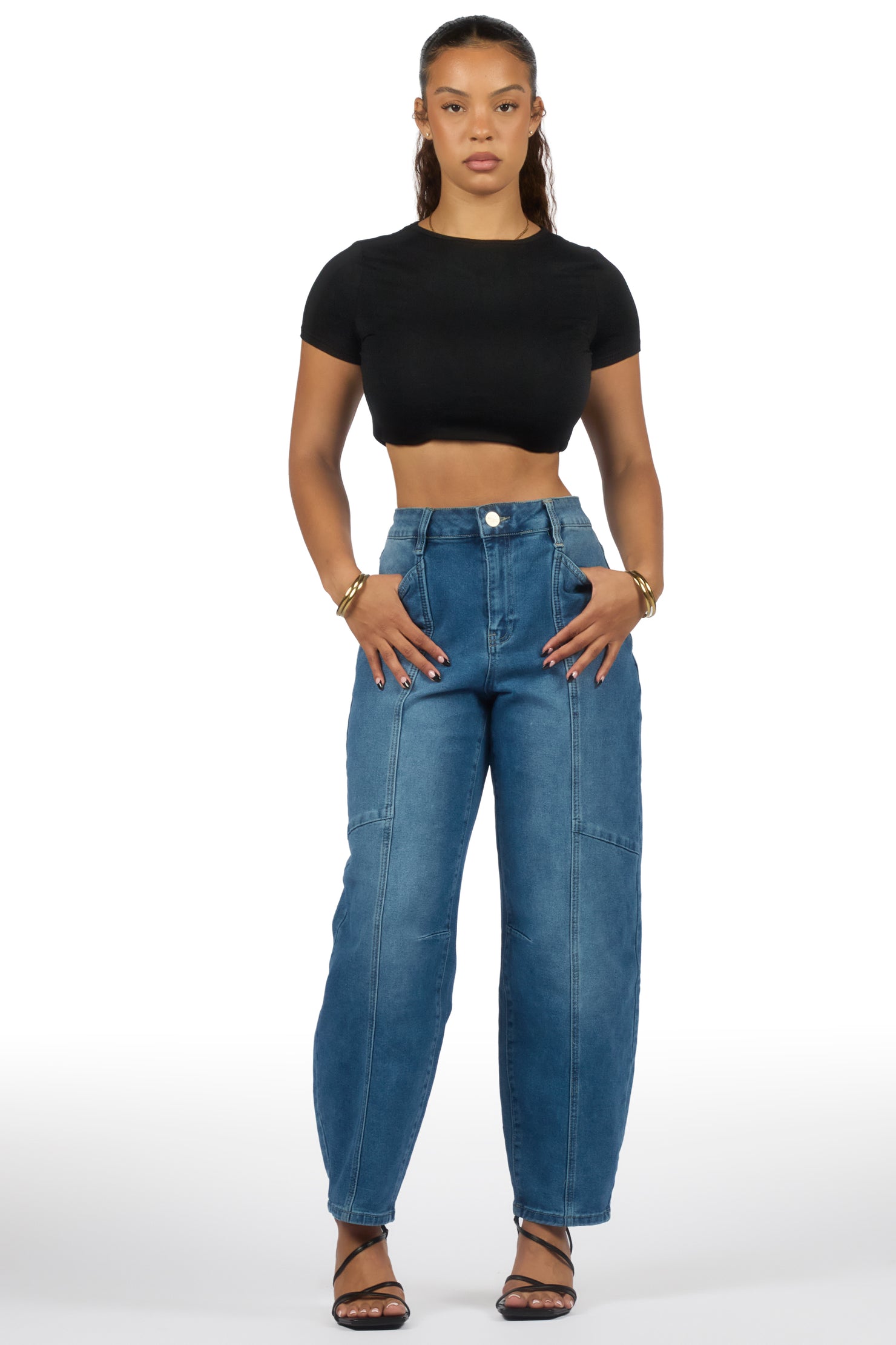 Shavila Med. Wash Seamed Barrel Baggy Jean