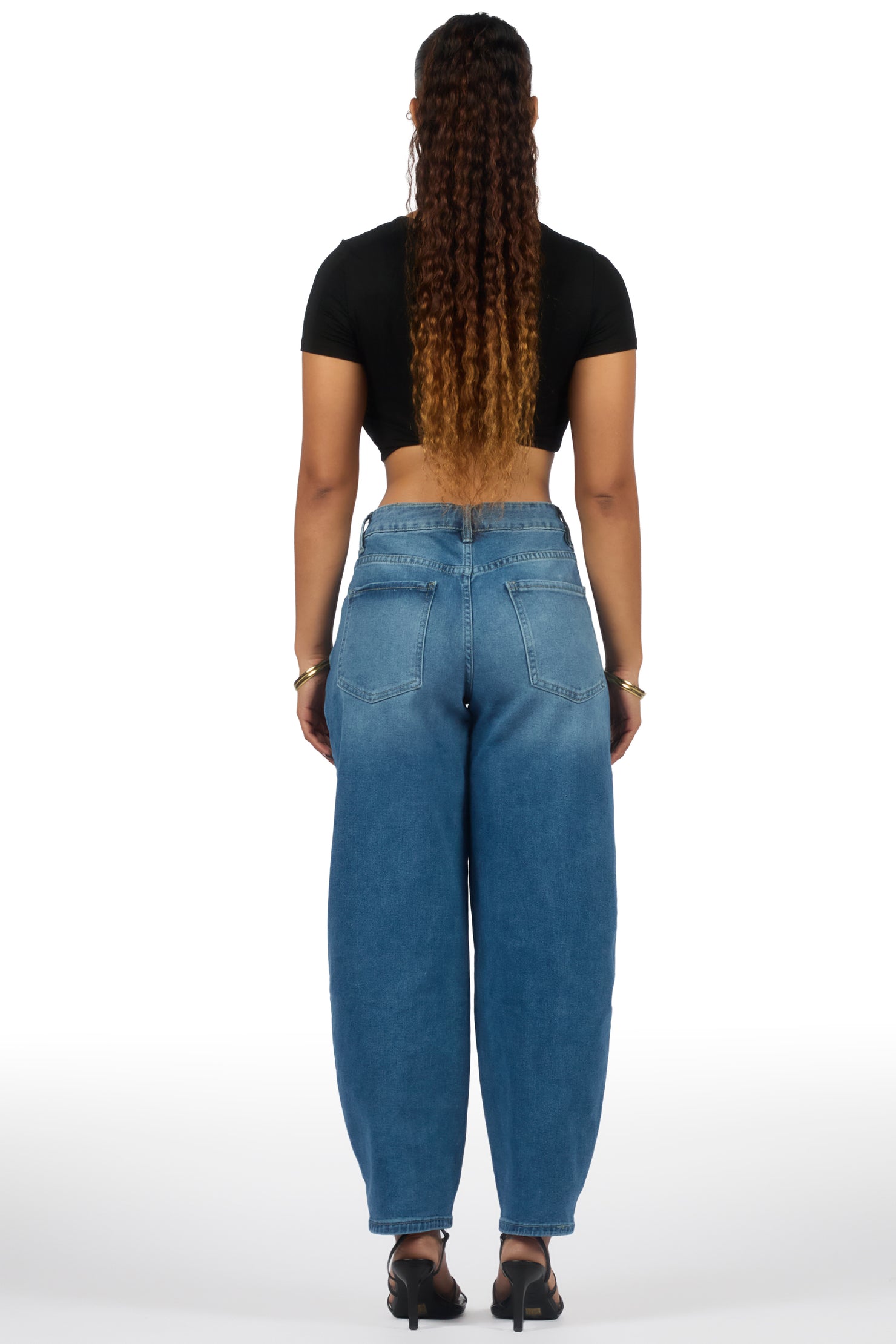 Shavila Med. Wash Seamed Barrel Baggy Jean