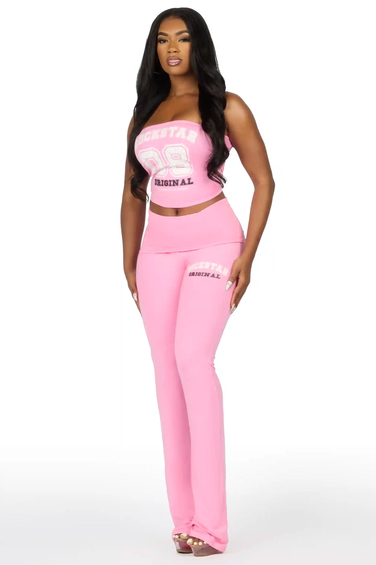 Lareshe Pink Tube Foldover Pant Set