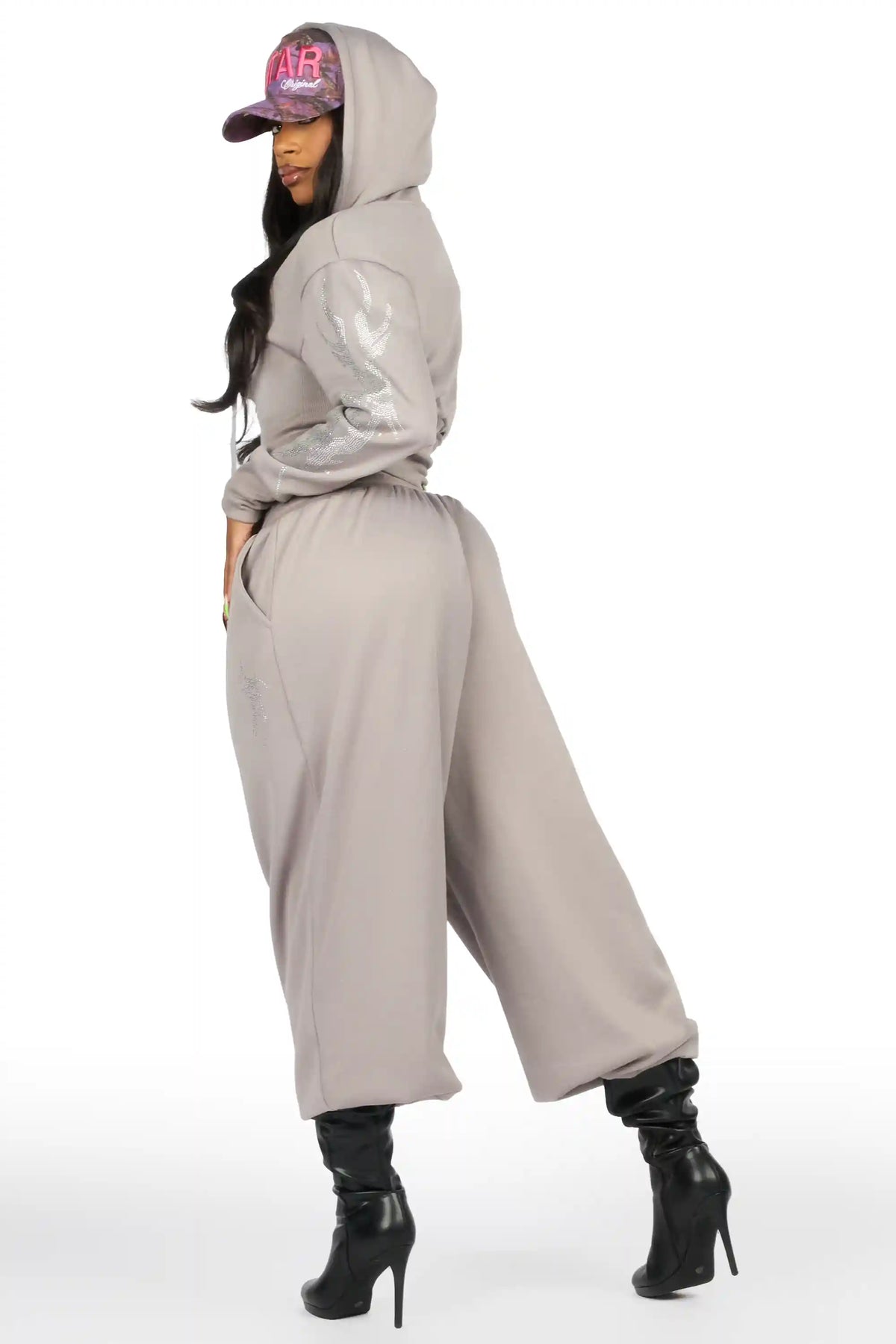 Kahleigh Grey Rhinestone Baggy Track Set