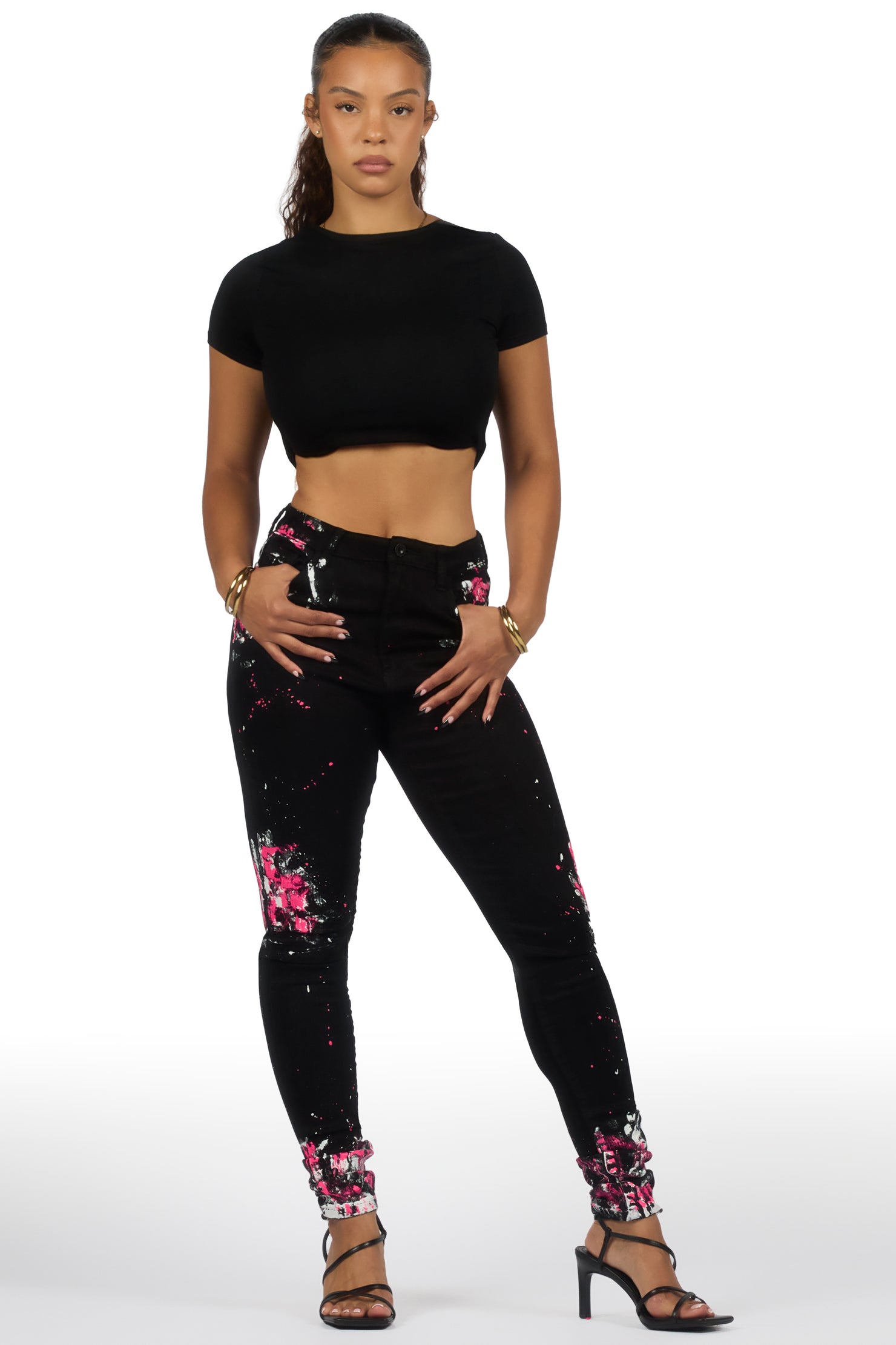 Karina Black Painted Skinny Jean