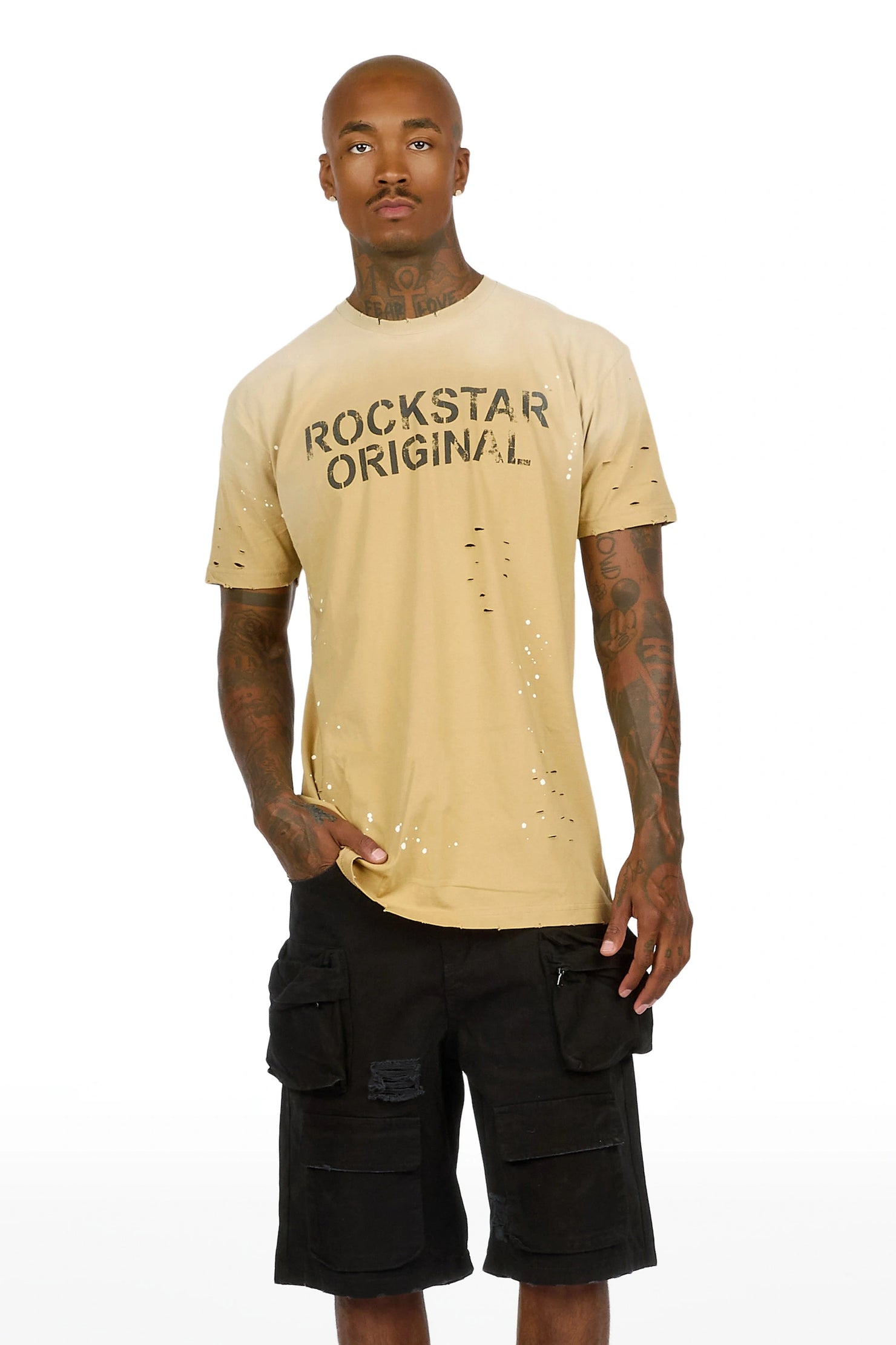 Reign Beige Oversized Graphic T-Shirt