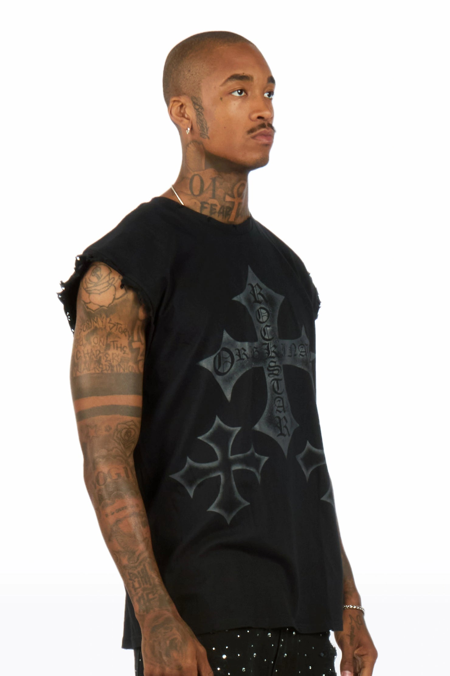 Marizon Black Cut off Tee