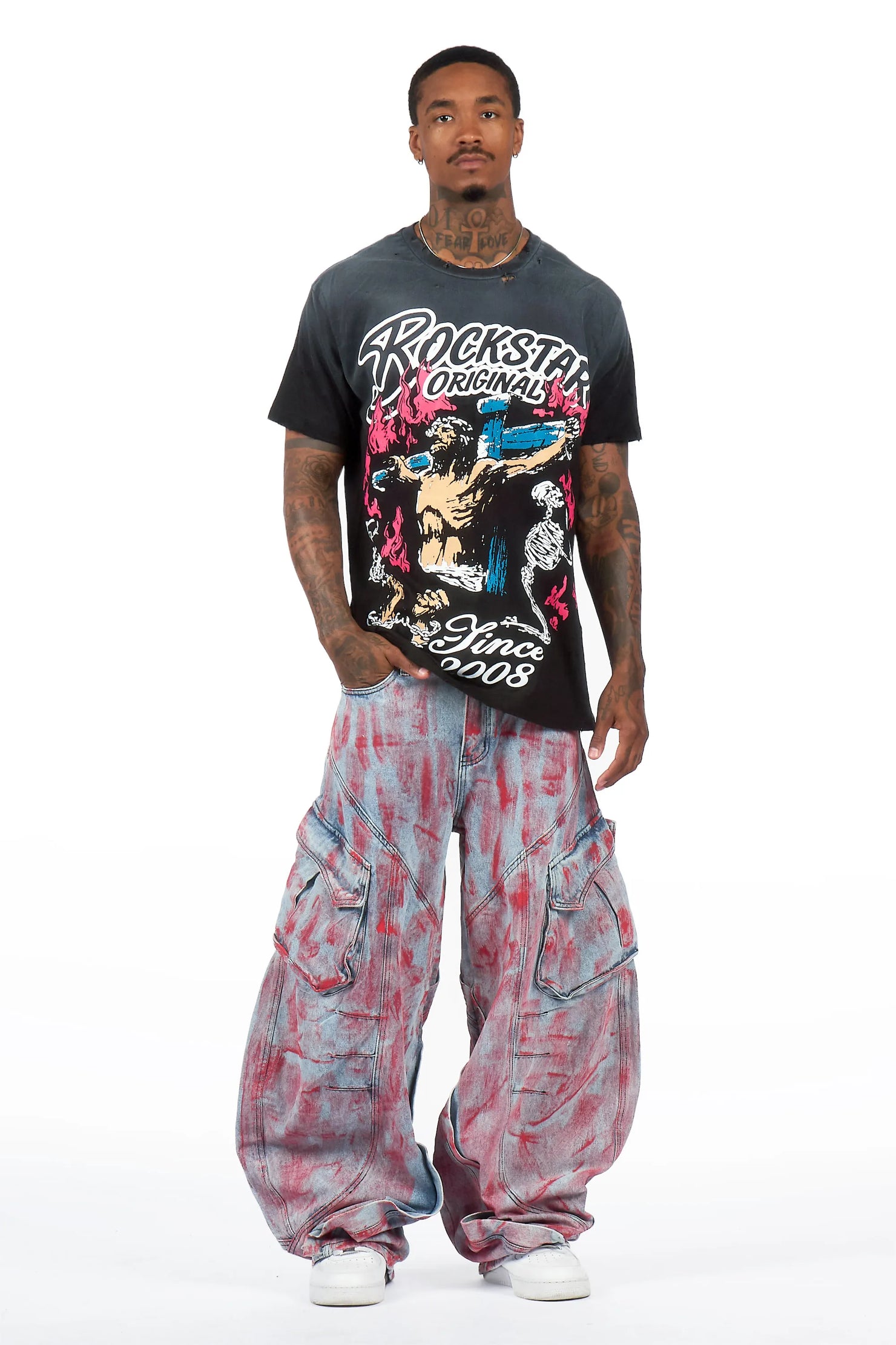 Tren Red/Blue Barrel Fit Jean