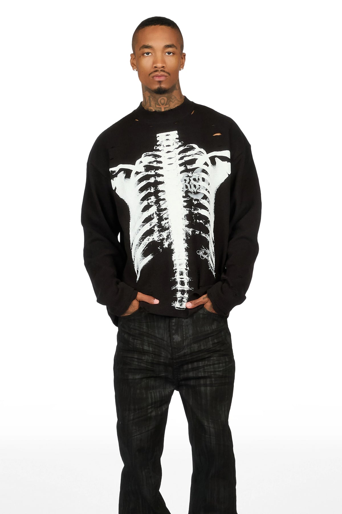 Atreus Black Drop Crotch Flare Jean