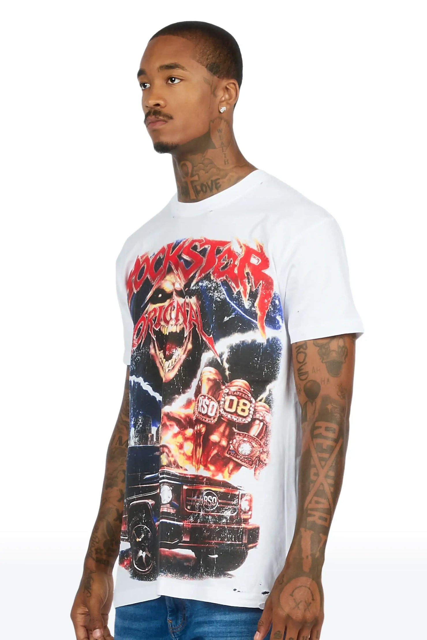 Marshell White Oversized Graphic T-Shirt