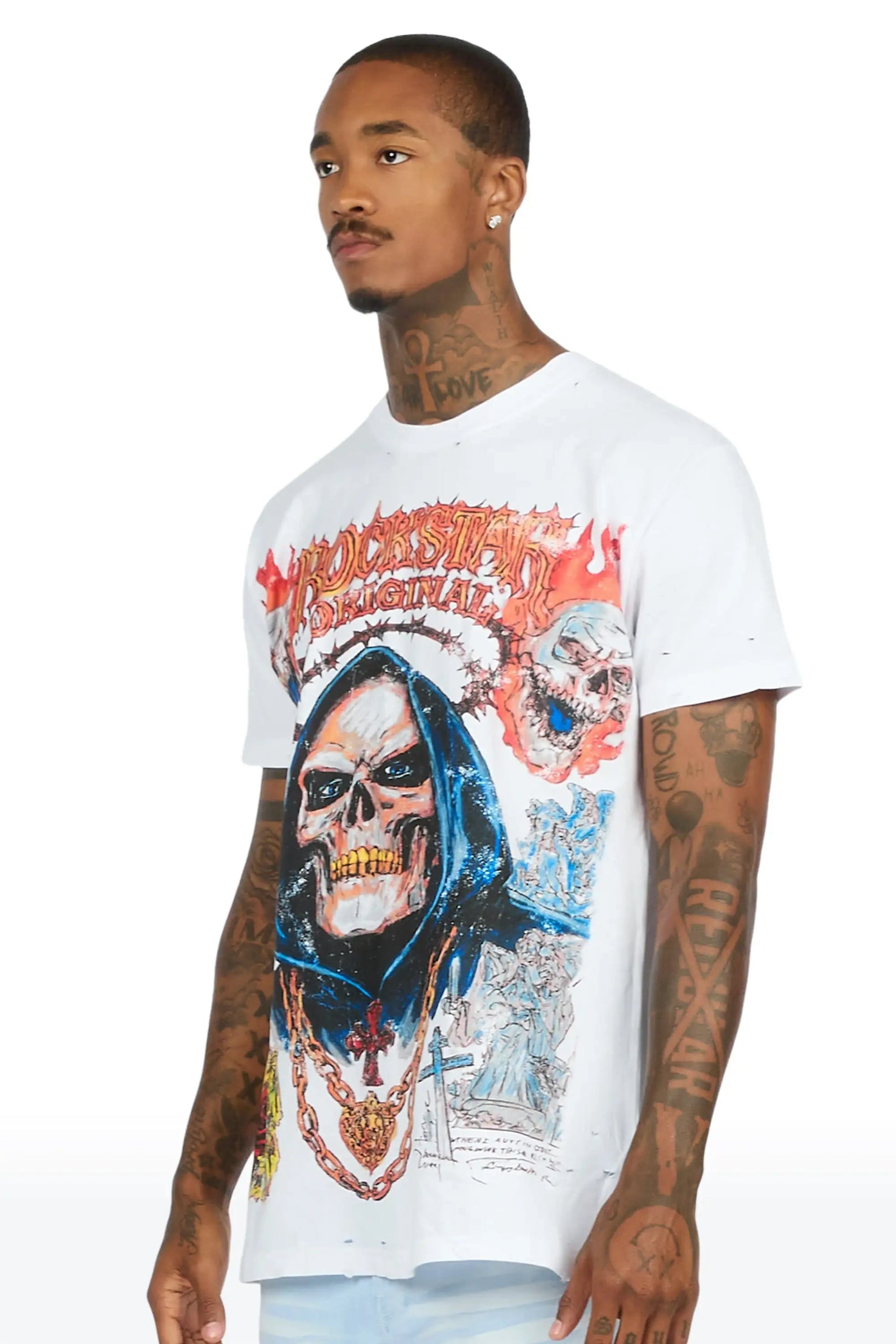 Chavis White Oversized Graphic T-Shirt