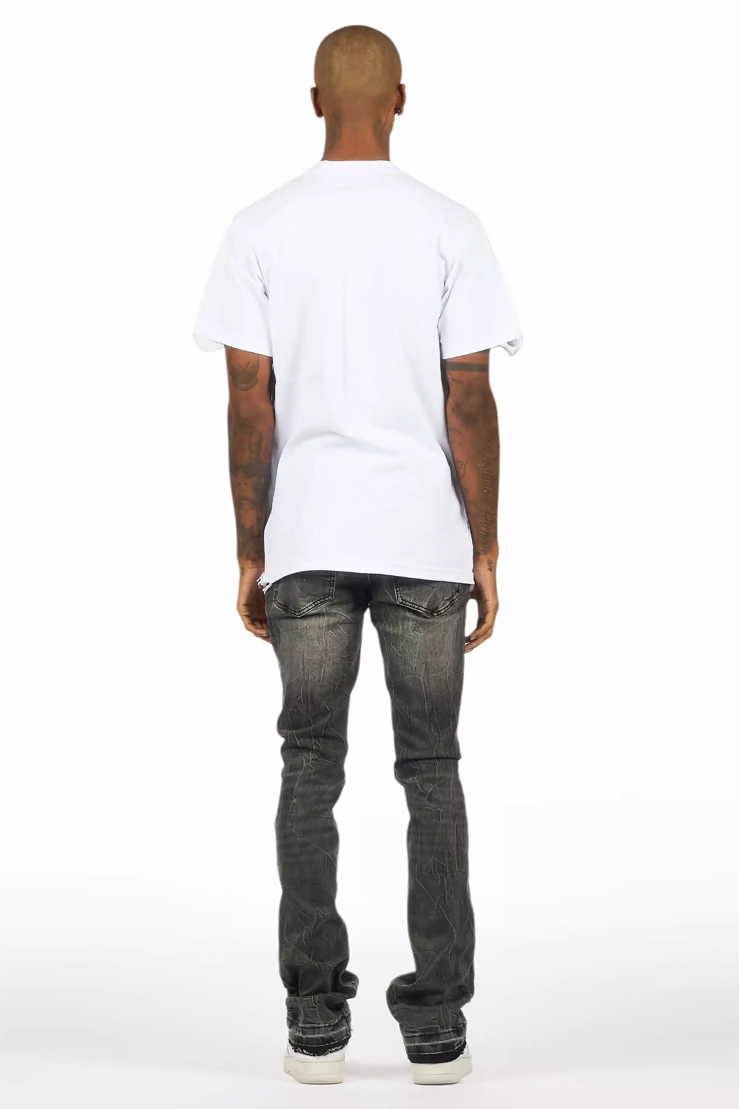 Avner Dark Grey Stacked Flare Jean