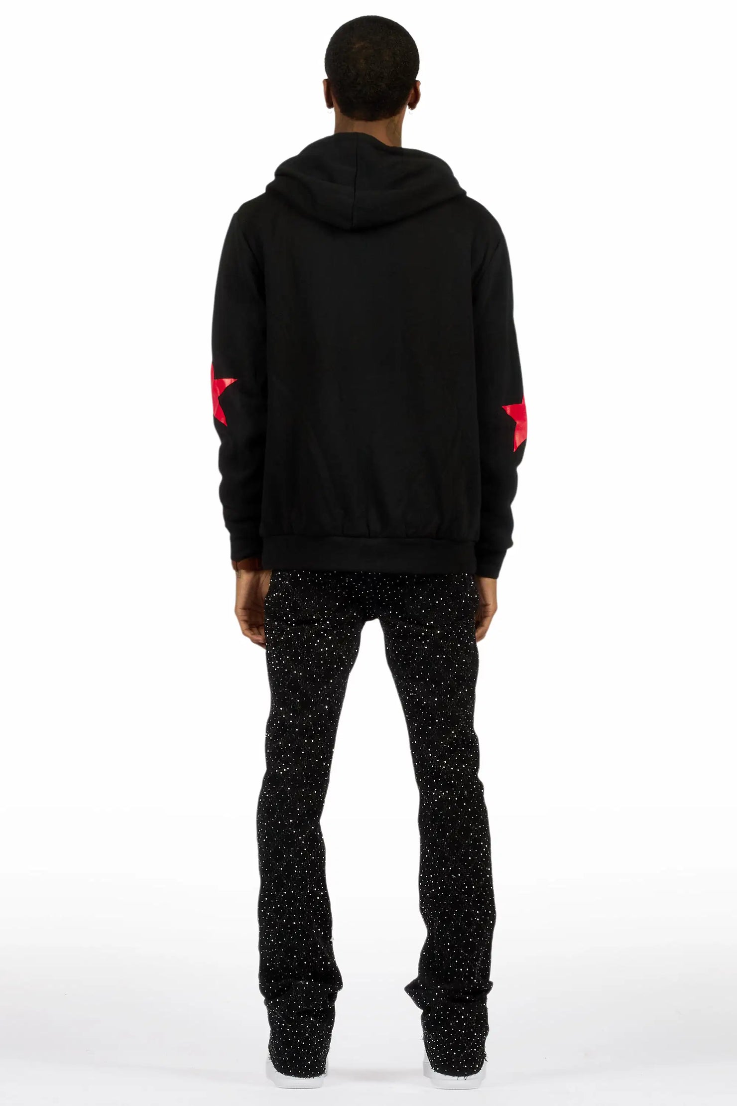 Glit Black/Silver Rhinestone Stacked Flare Jean