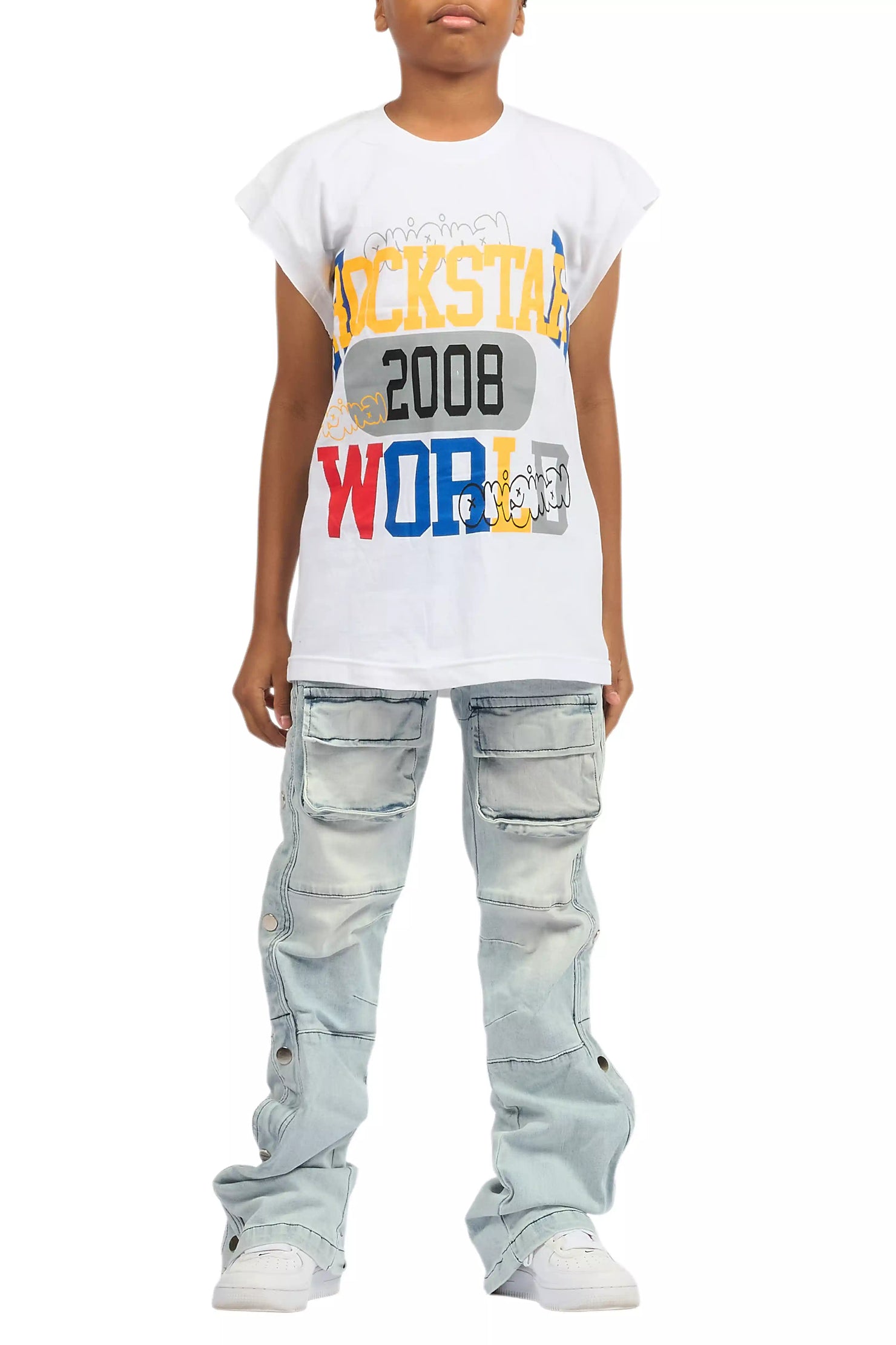 Boys Yuri Blue Baggy Fit Cargo Jean