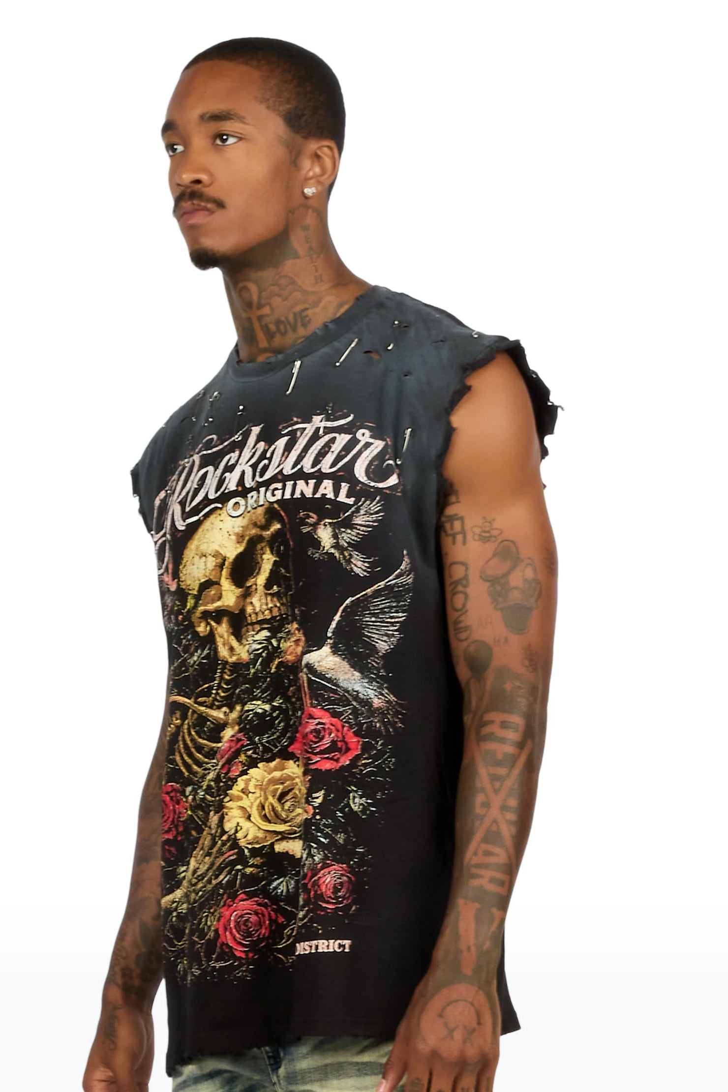 Malette Black Oversized Cut Off T-Shirt