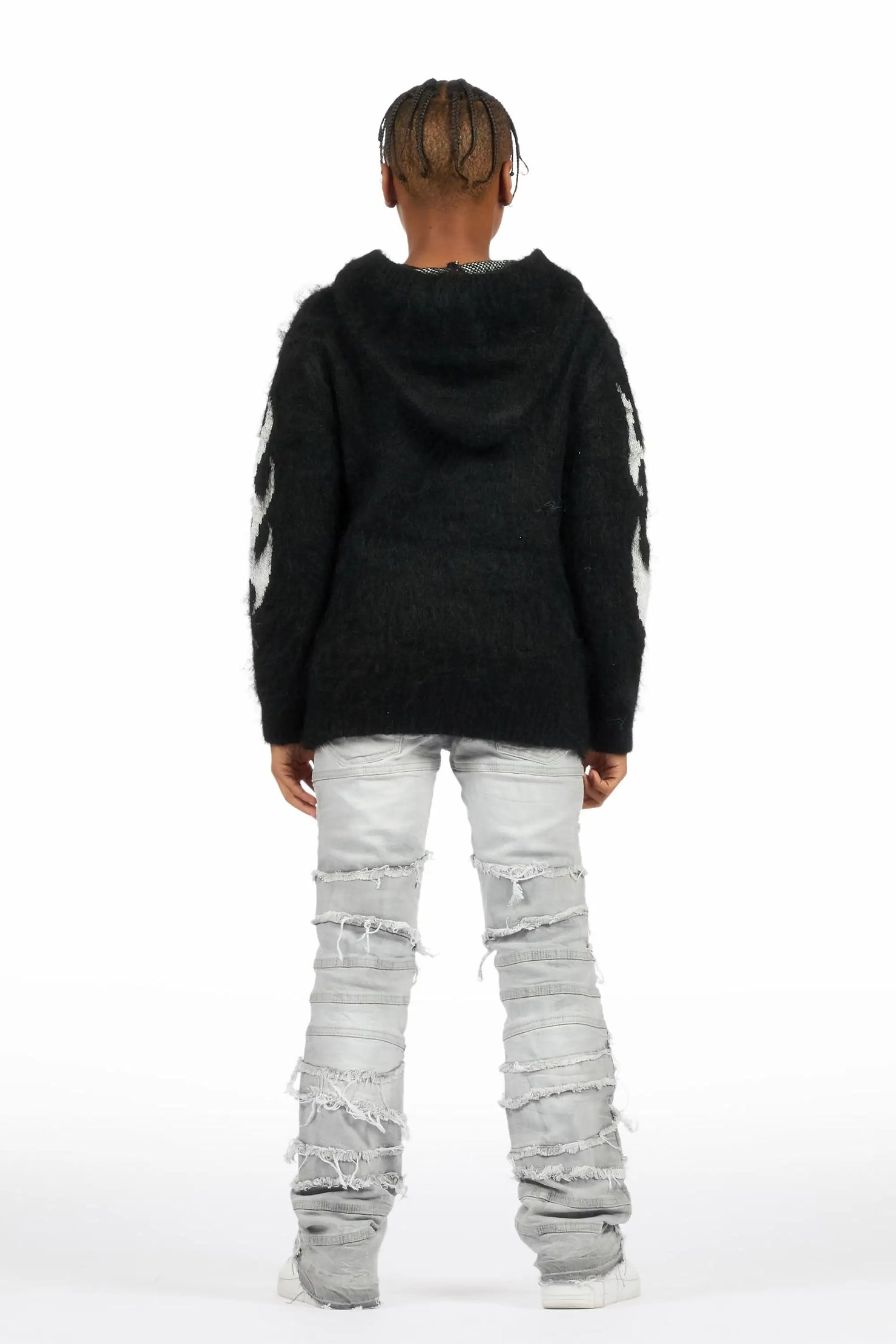 Boys Franko Light Grey Stack Flare Jean