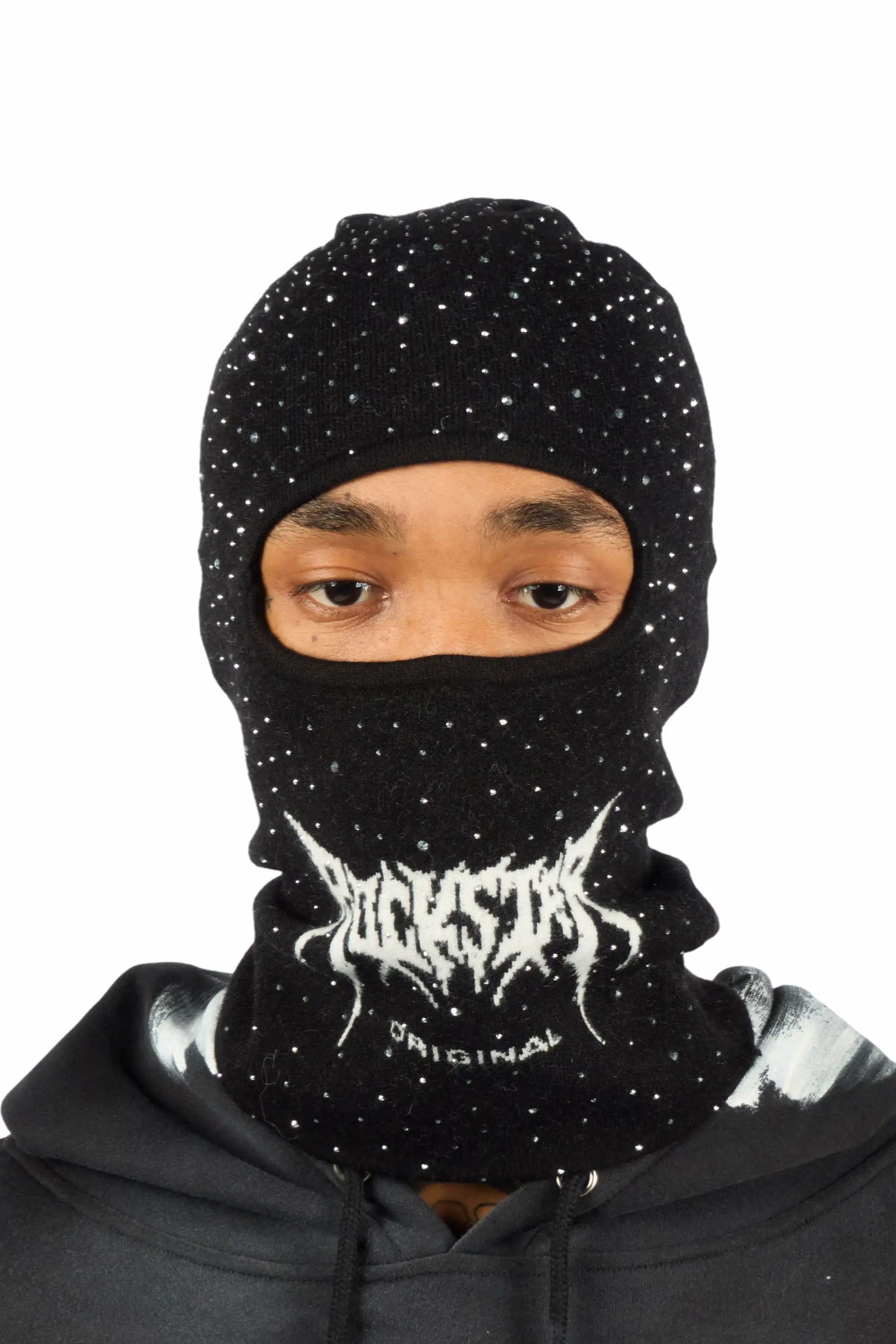 Twinkle Black/Black Rhinestone Ski Mask