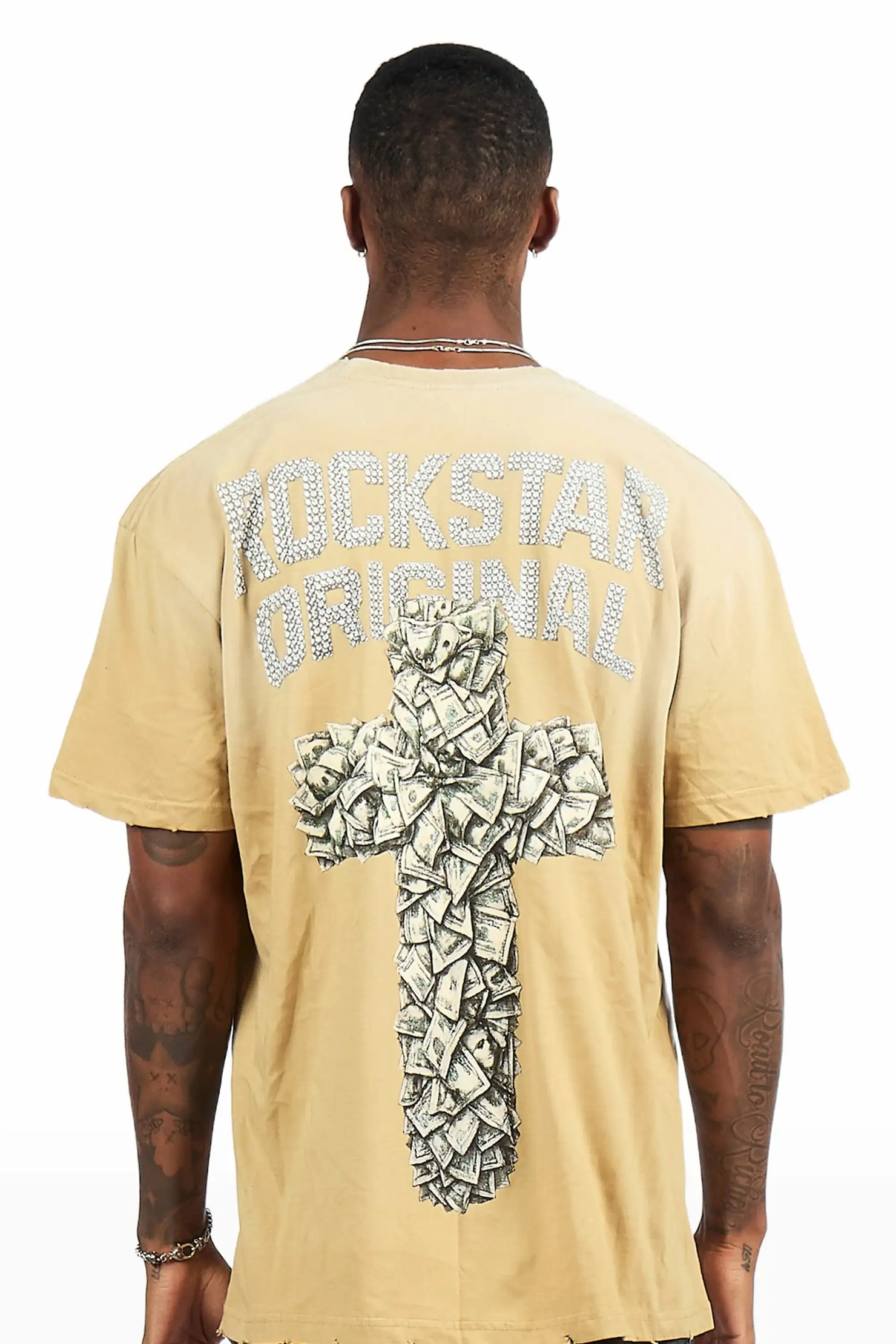 Kairox Beige Oversized Graphic T-Shirt