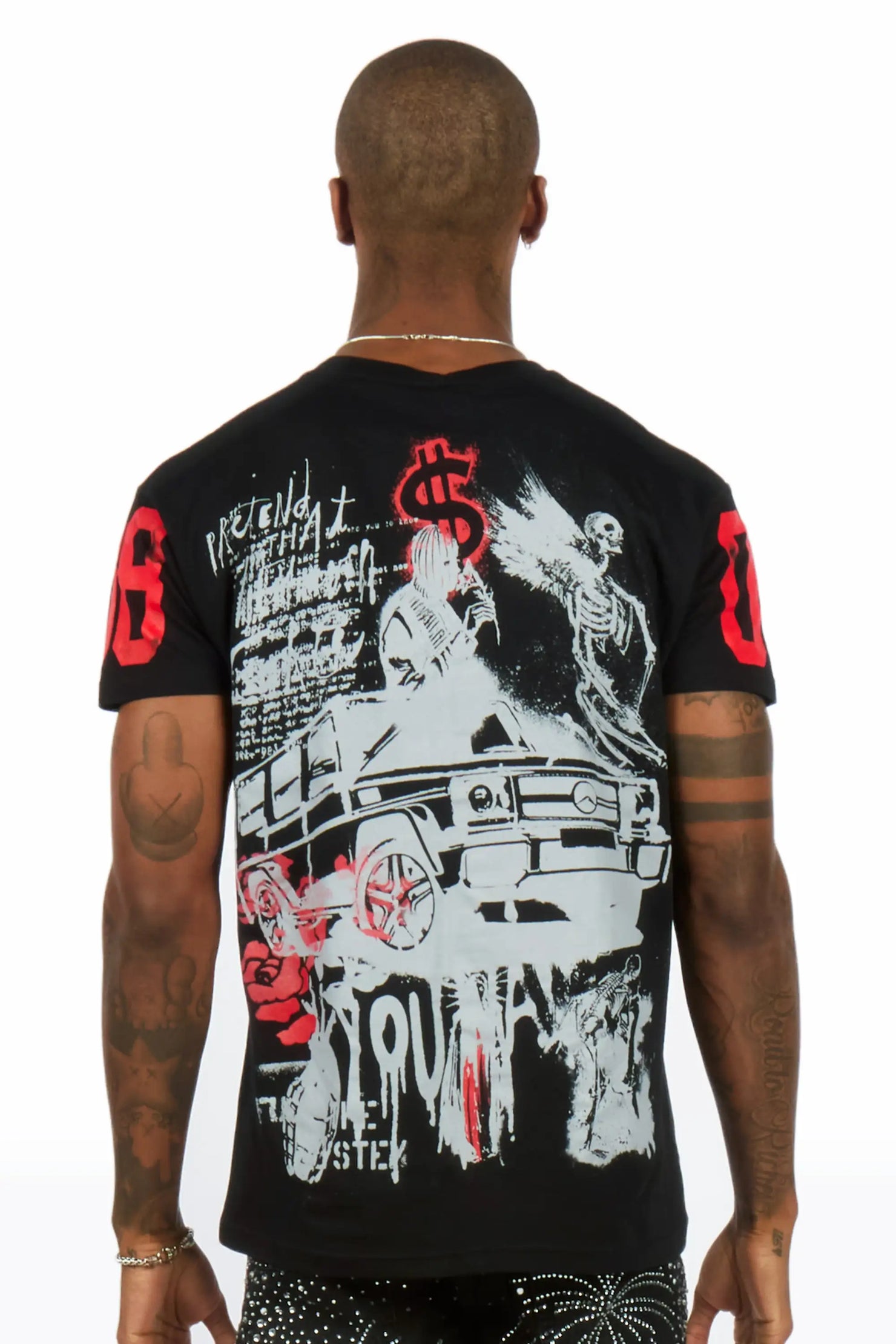 Grill 2.0 Black/Red Oversized Graphic T-Shirt