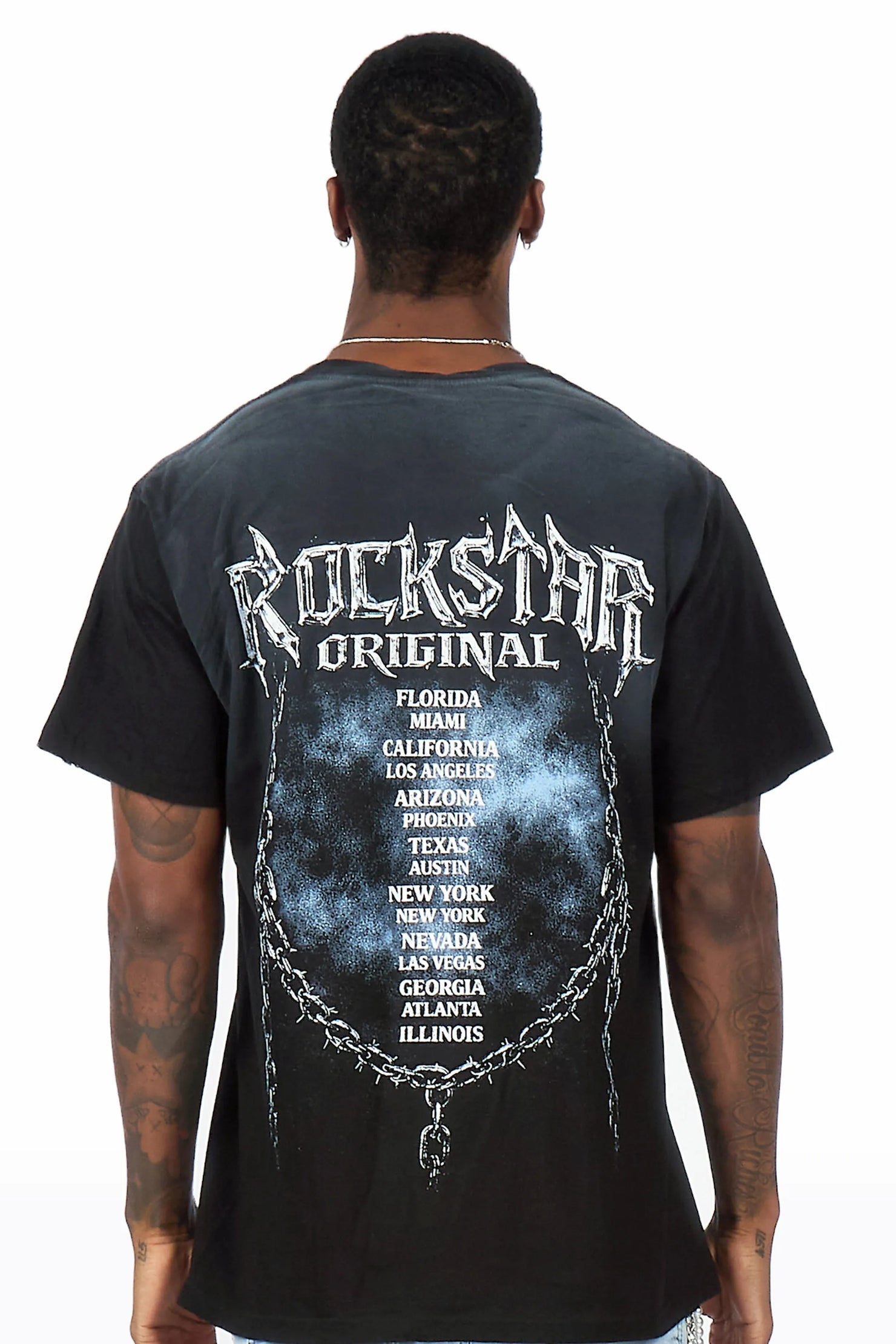 Ceus Black Oversized Graphic T-Shirt