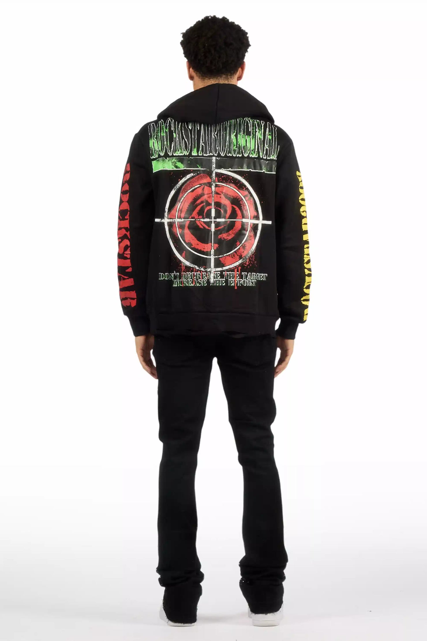 Prism Black/Clear Rhinestone Stacked Flare Jean