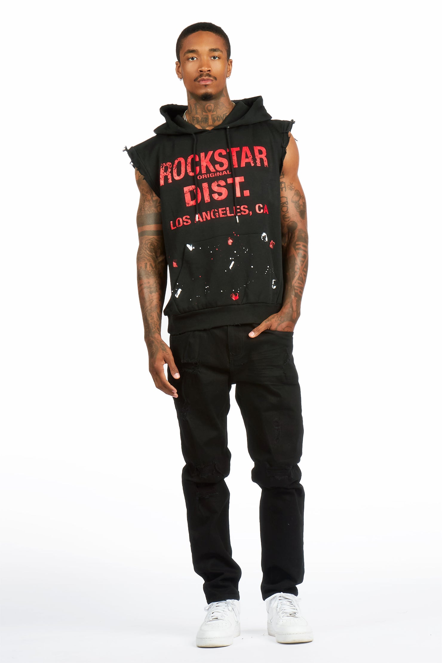 Scottie  Black Cut Sleeve Hoodie