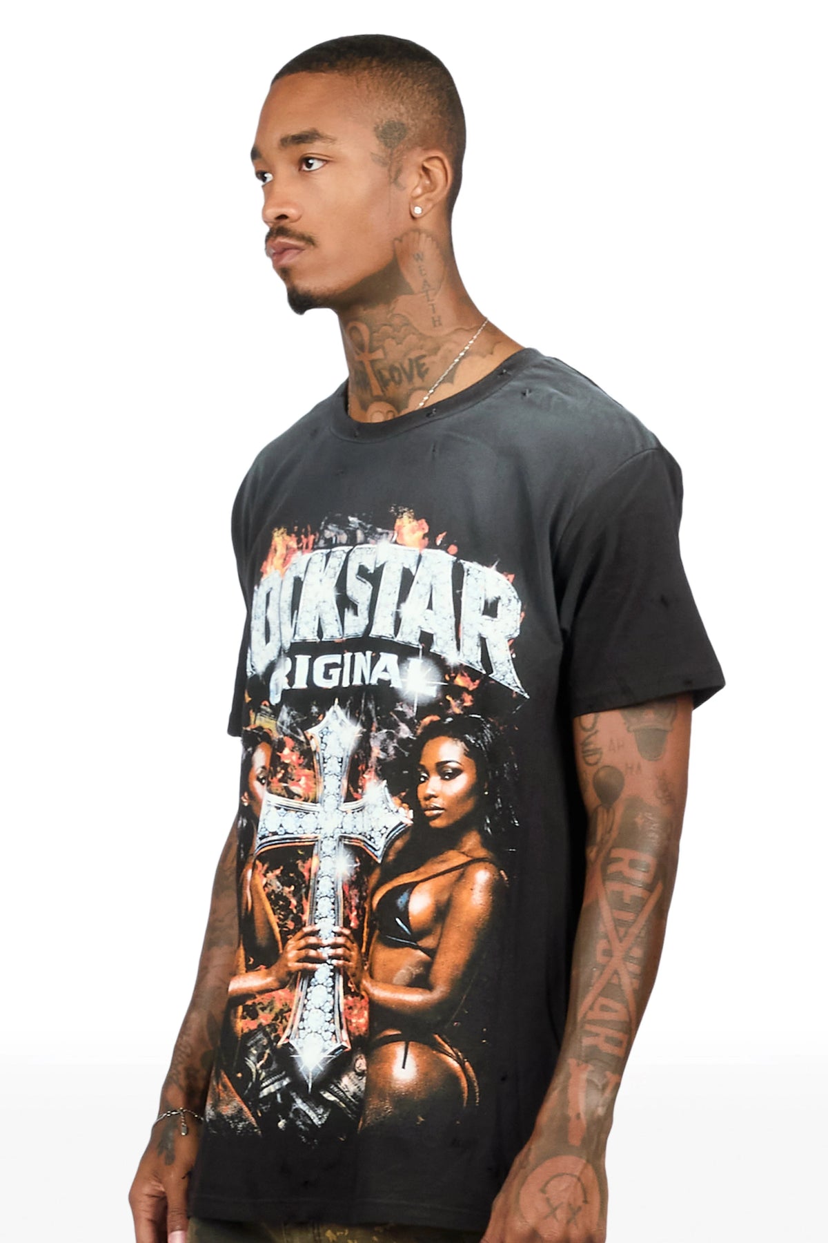 Laflare Black Oversized Graphic T-Shirt