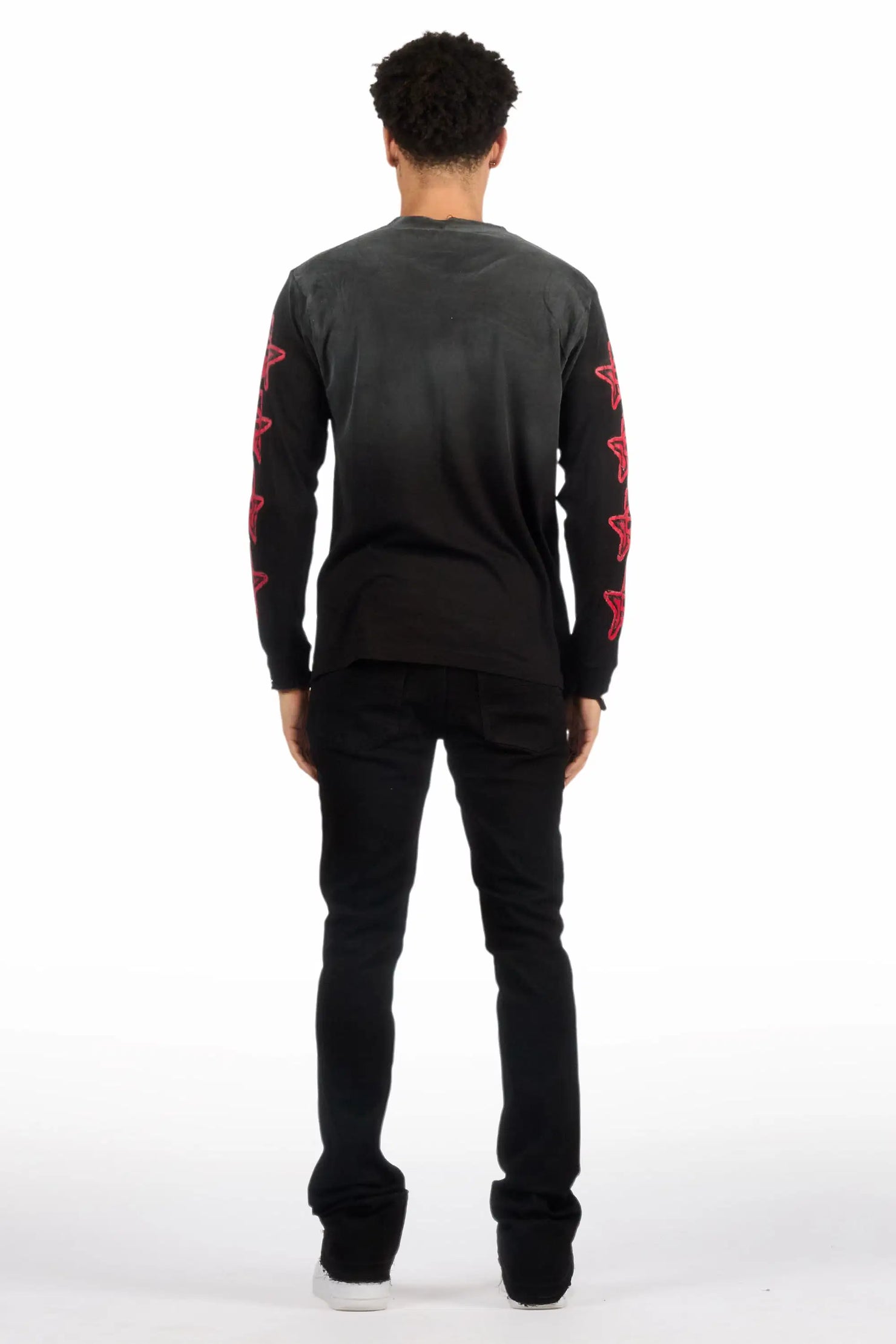 Phreal Jet Black Rhinestone Stacked Flare Jean