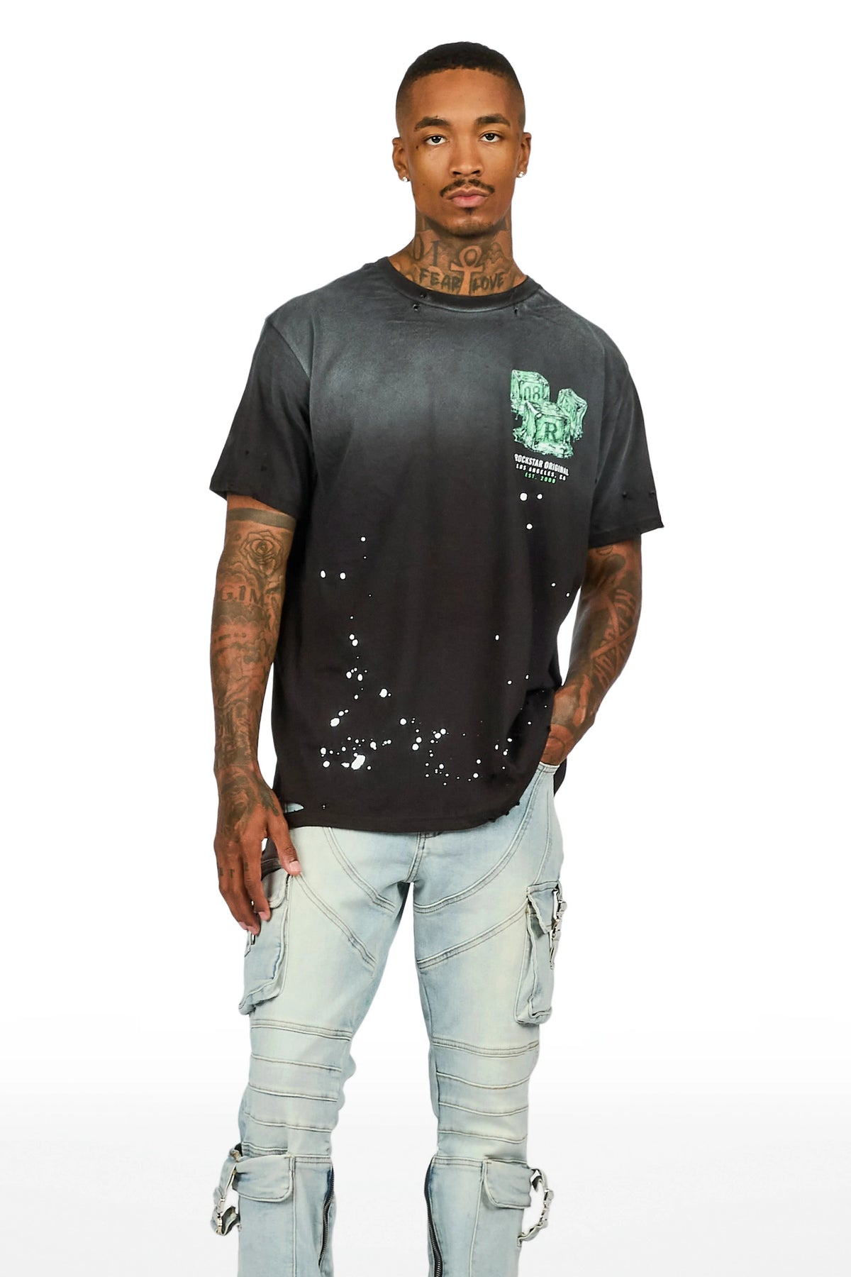 Cubes Black Oversized Graphic T-Shirt
