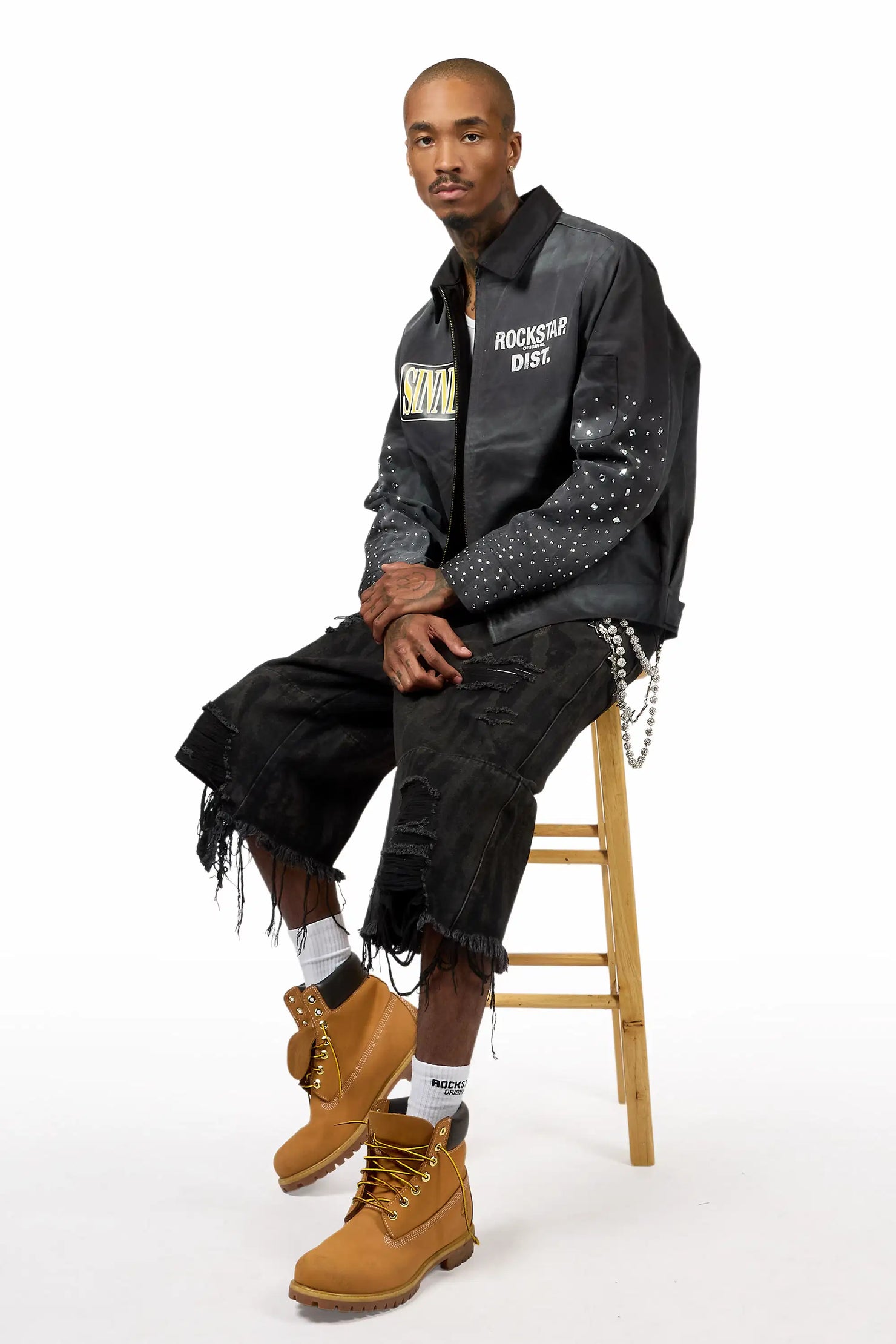 Traval Black Rhinestone Workman Jacket