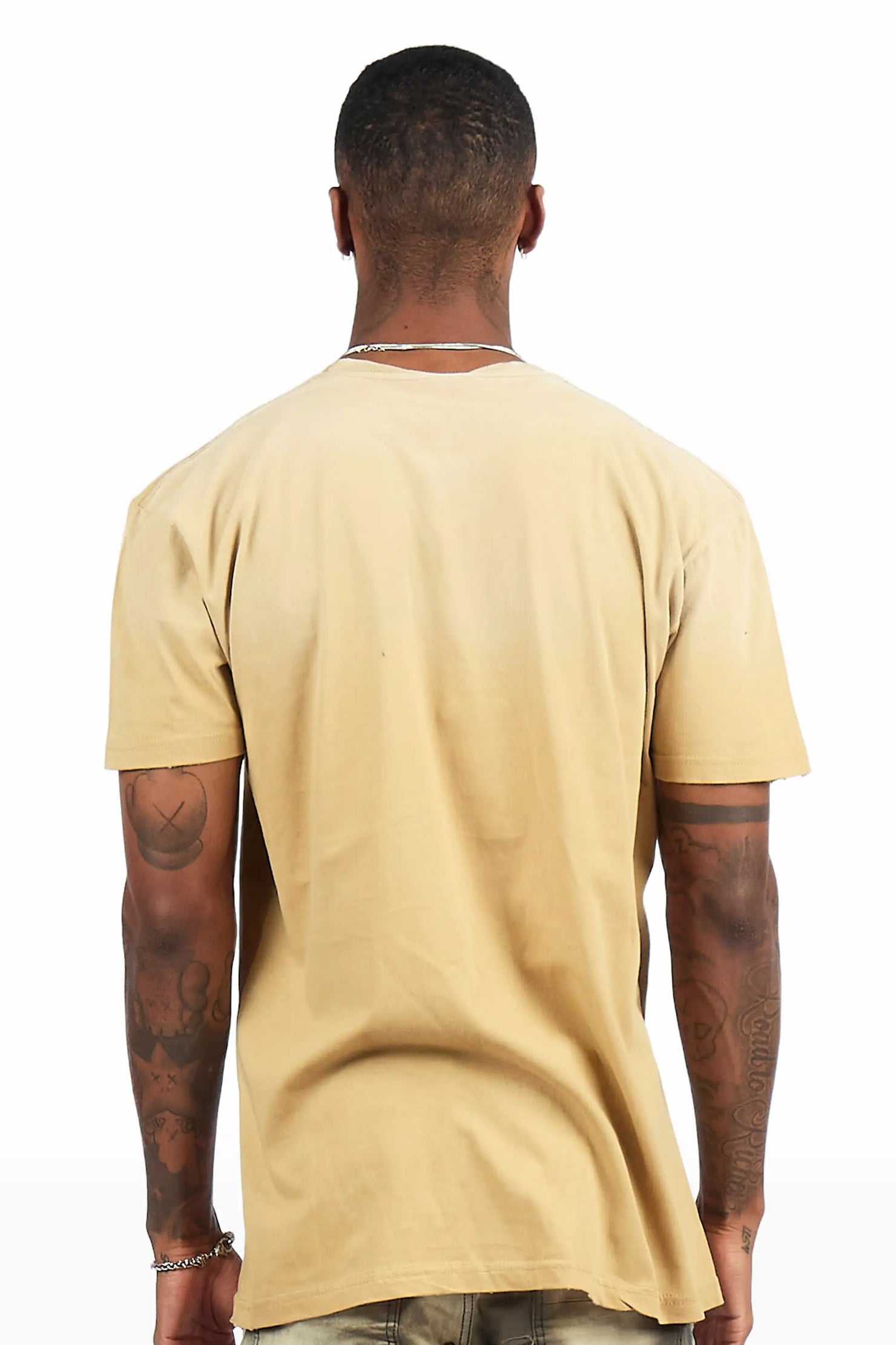 Paid Beige Oversized Graphic T-Shirt