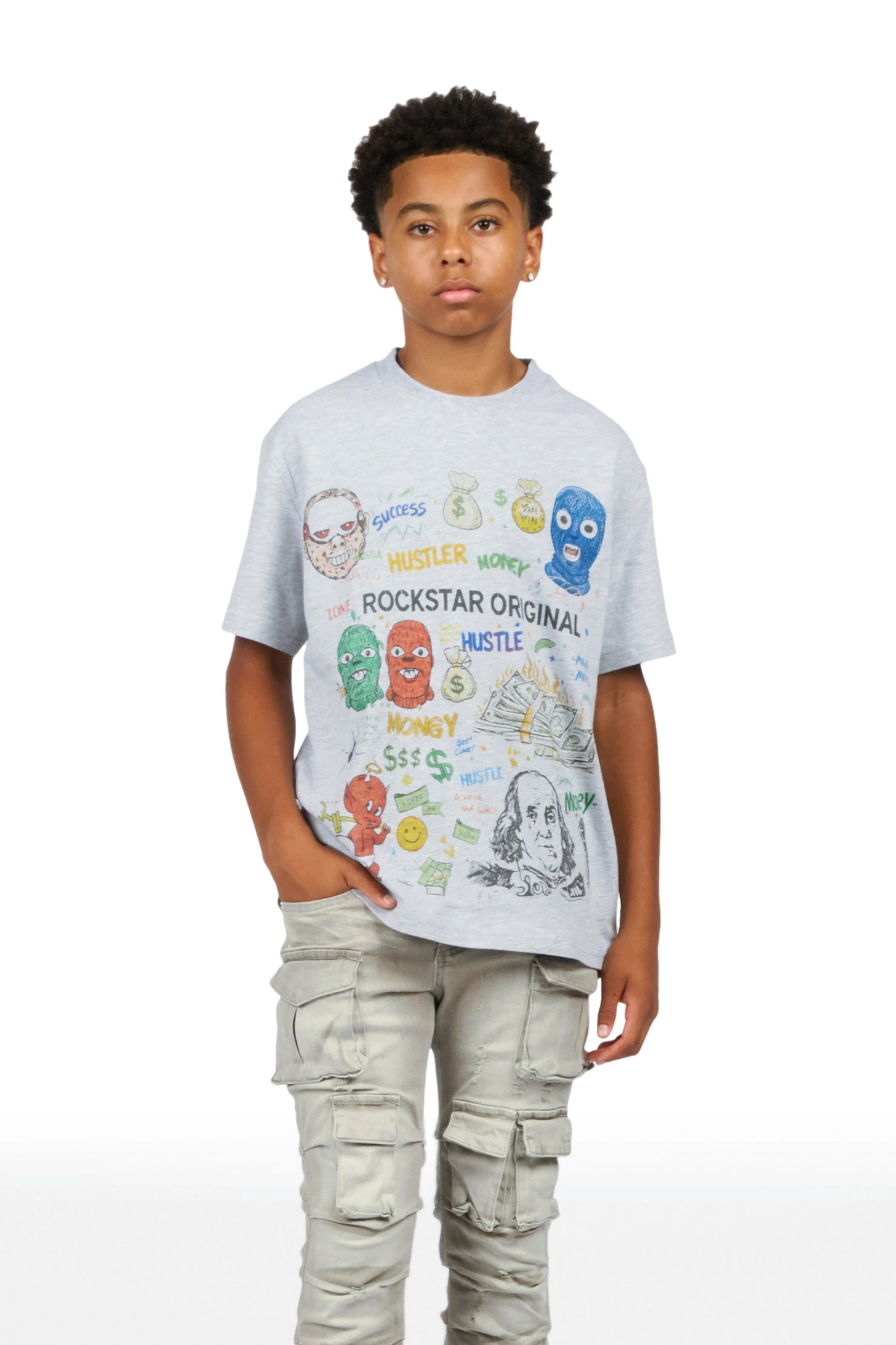 Boys Raxor Heather Grey Graphic T-Shirt