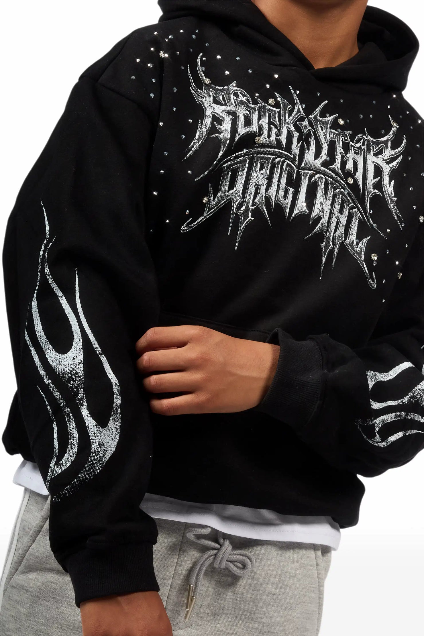 Boys Nikisha Black Rhinestone Hoodie