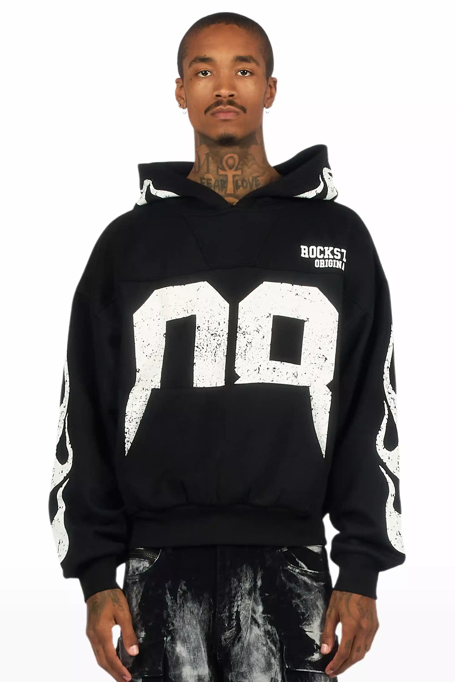 Aubin Black Boxy Crop Hoodie