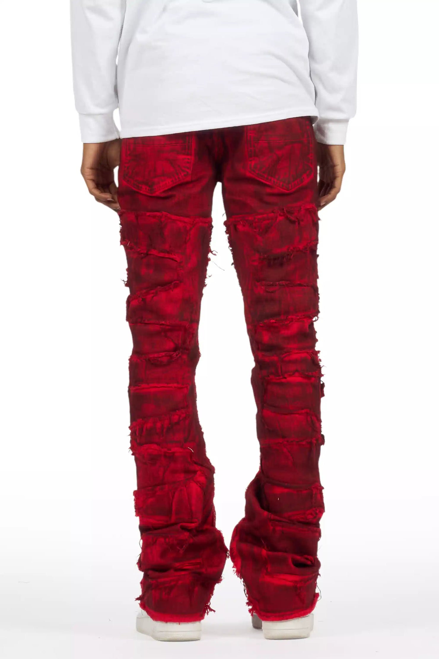 Shake Red Oil Wash Stacked Flare Jean