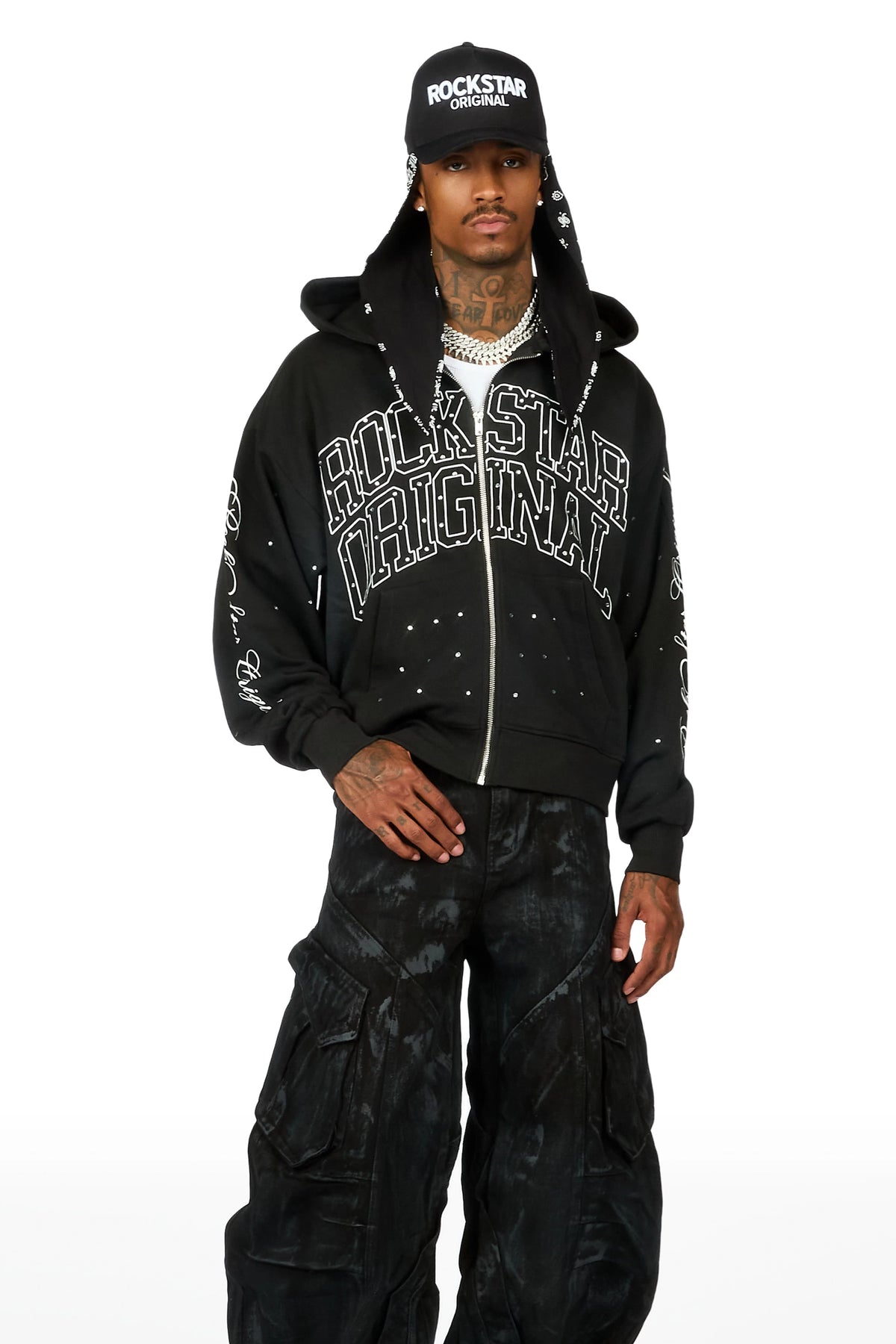 Dripped Black Rhinestone Hoodie– Rockstar Original