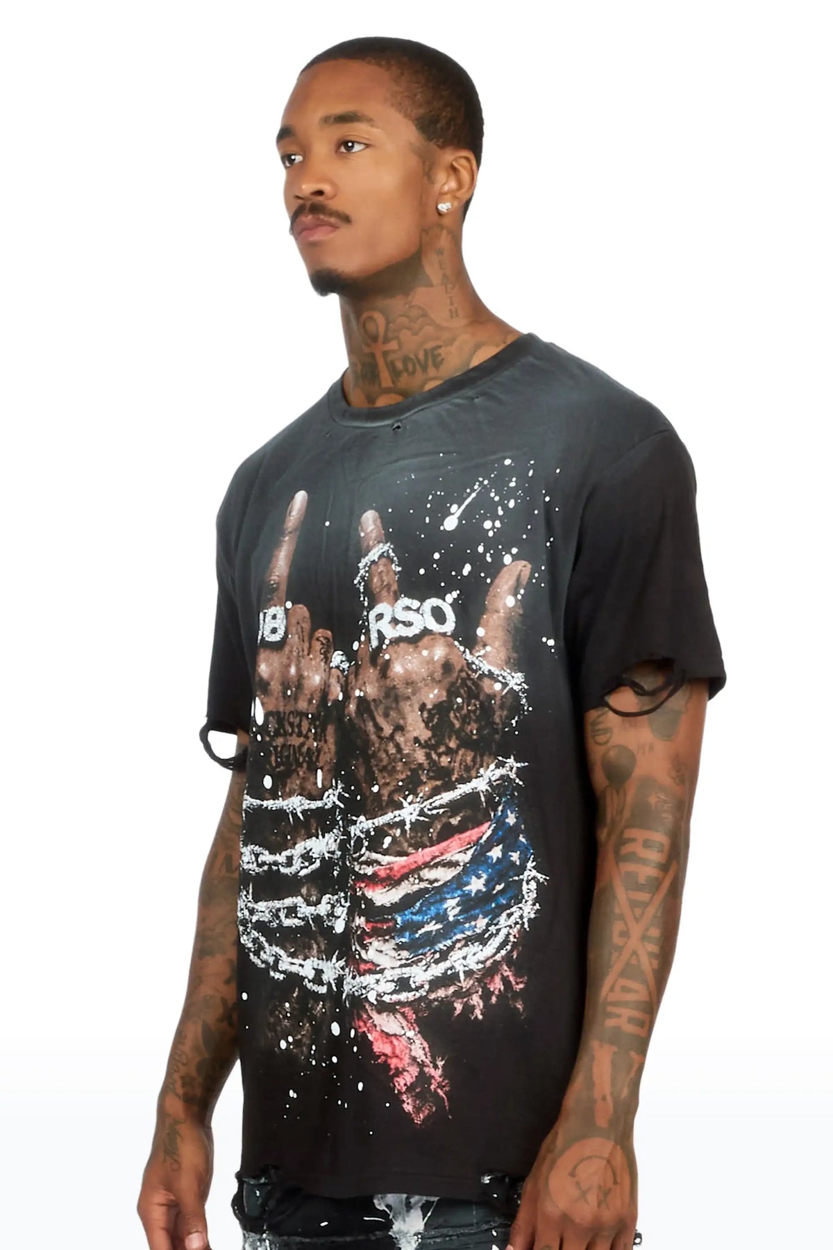Melo Black Oversized Graphic T-Shirt
