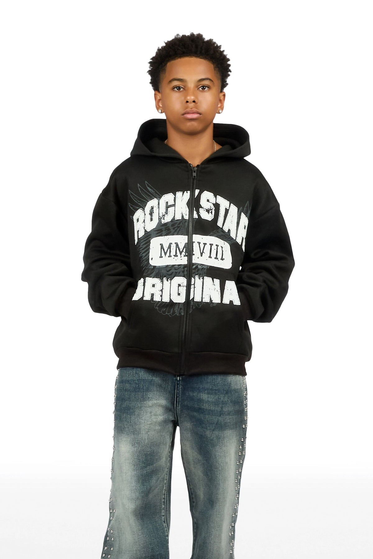 Boys Lavi Blue Rhinestone Straight Fit Jean