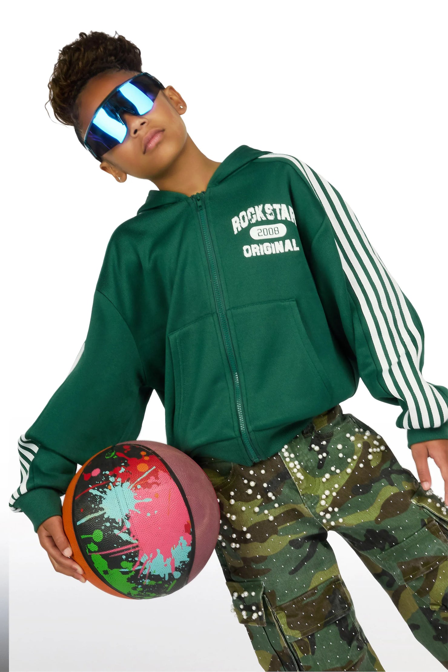 Girls Tyllaia Green Zip Up Hoodie