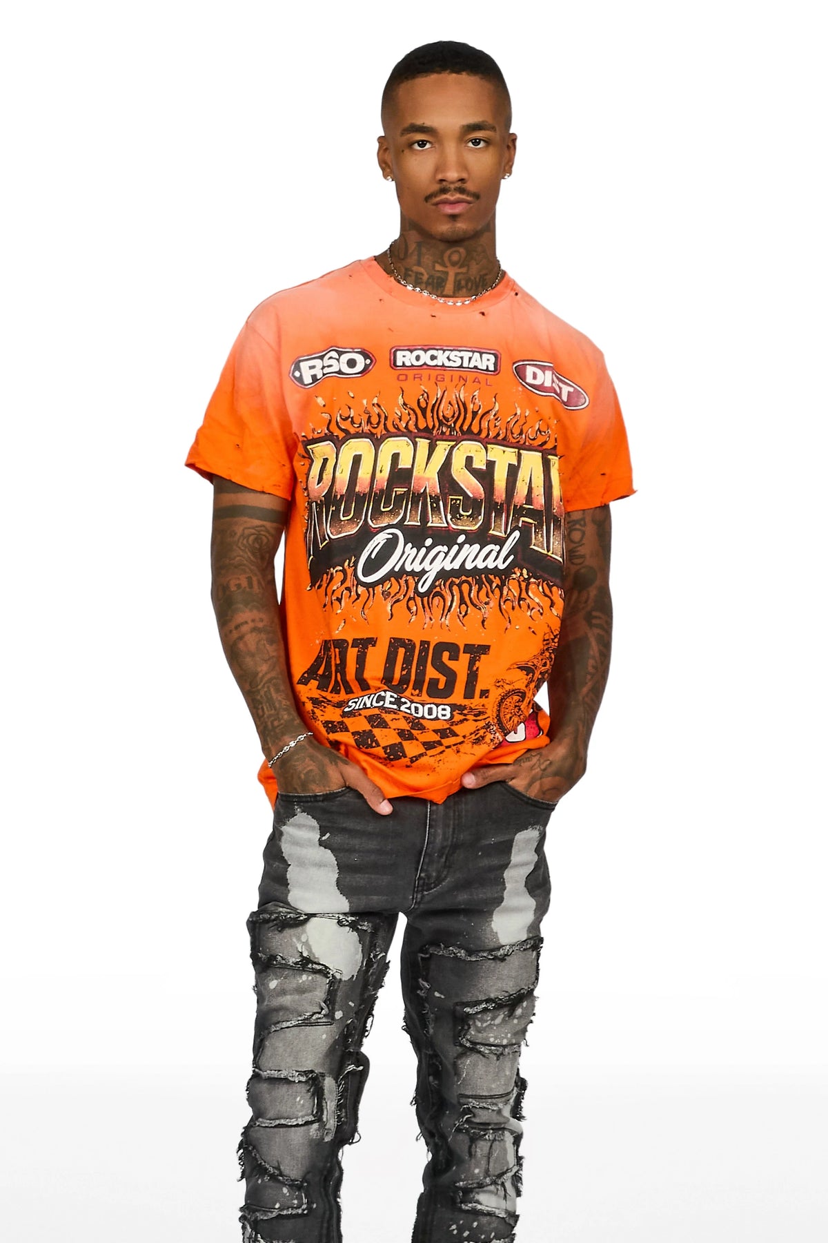 Lewis Orange Oversized Graphic T-Shirt