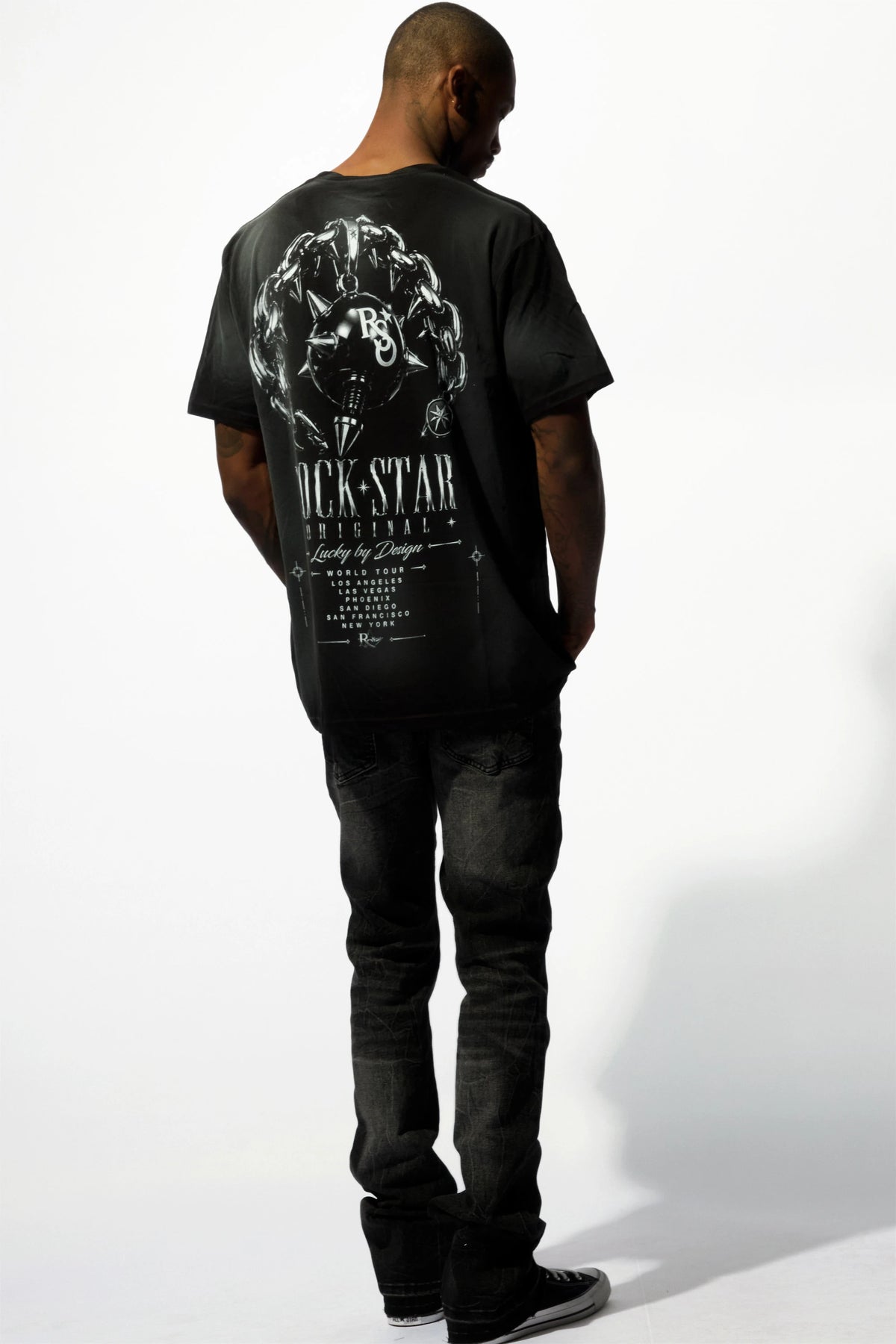Chromiesl Black Oversized Graphic T-Shirt