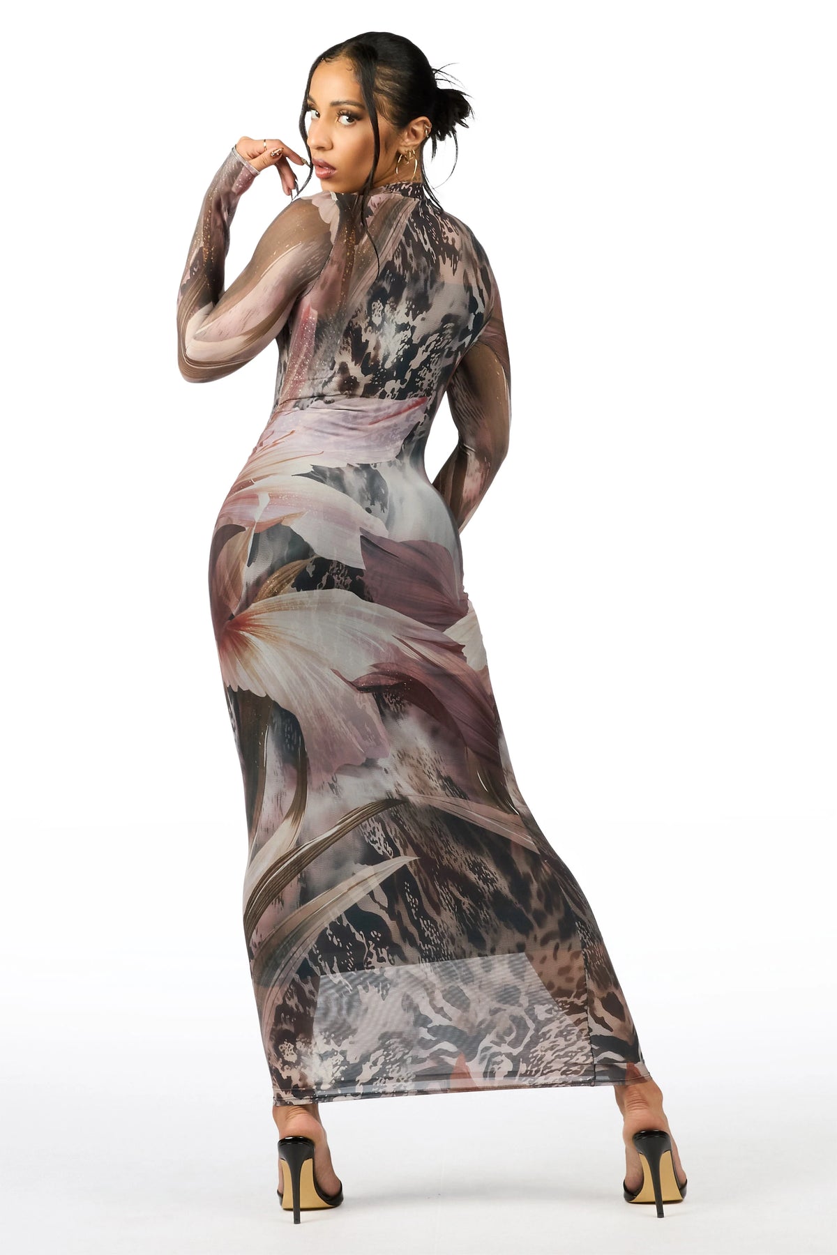 Oversized Floral Animal Black Maxi Dress