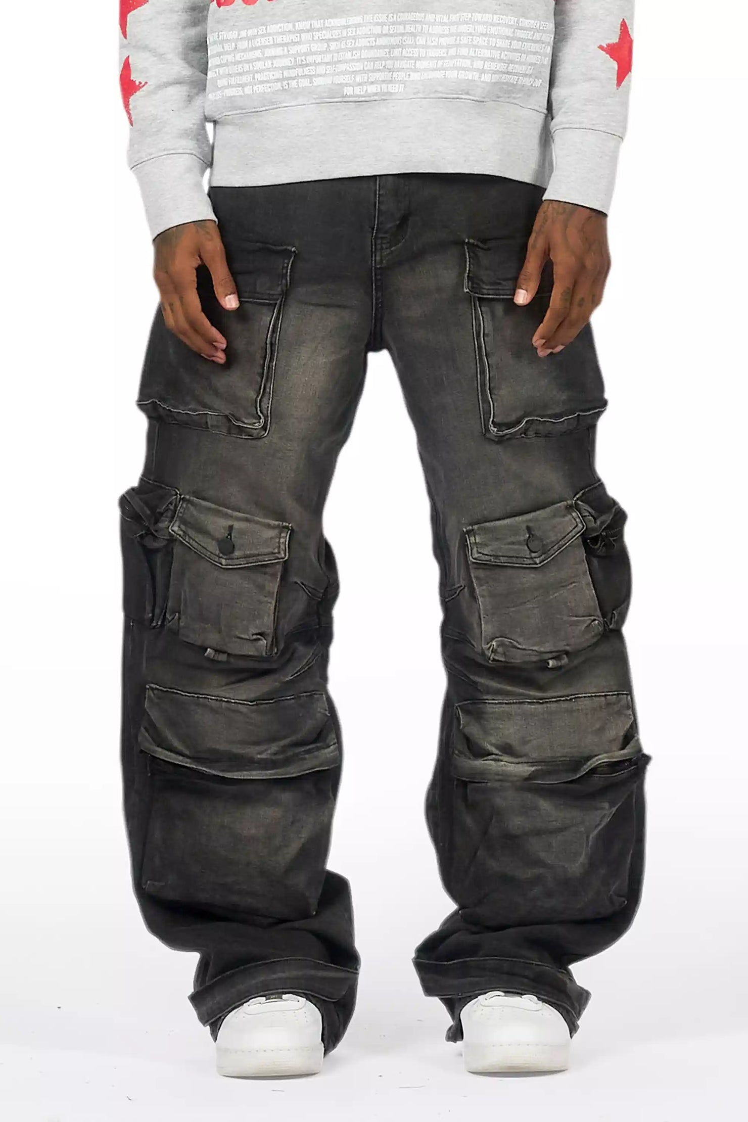 Mahesh Dark Grey Baggy Cargo Jean